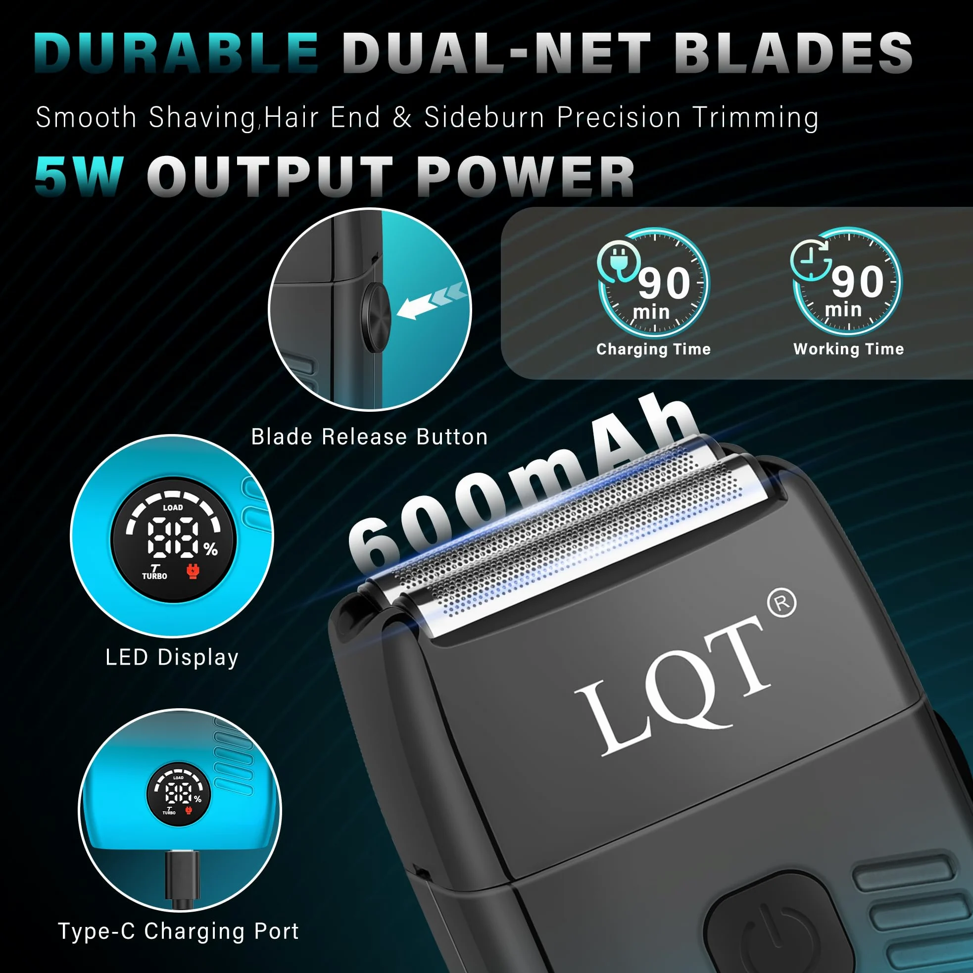 Kit tagliacapelli da uomo 4 in 1, include tagliacapelli per naso, rasoio elettrico e trimmer per incisione, set di toelettatura ricaricabile USB wireless, design blu sfumato, regalo ideale per gli