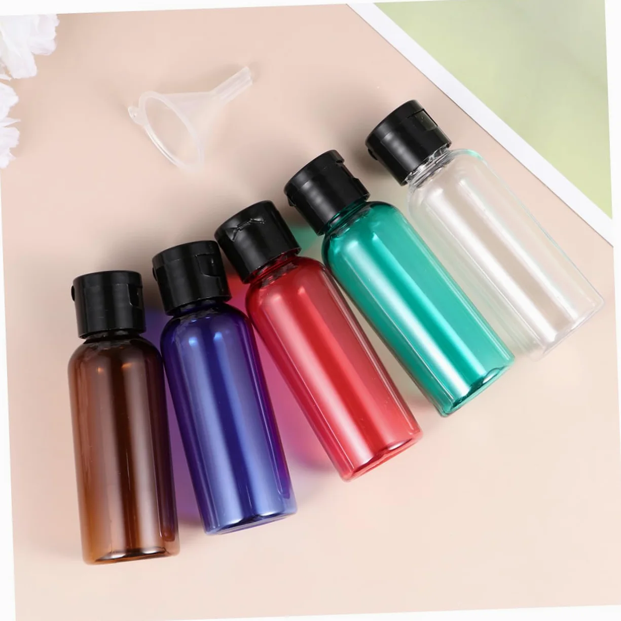 Housoutil 30pezzi Bottiglie Ricaricabili Per Viaggio Contenitori Vuoti Pratici Rosso Verde Marrone Blu e Trasparente Per Gel e Lotion