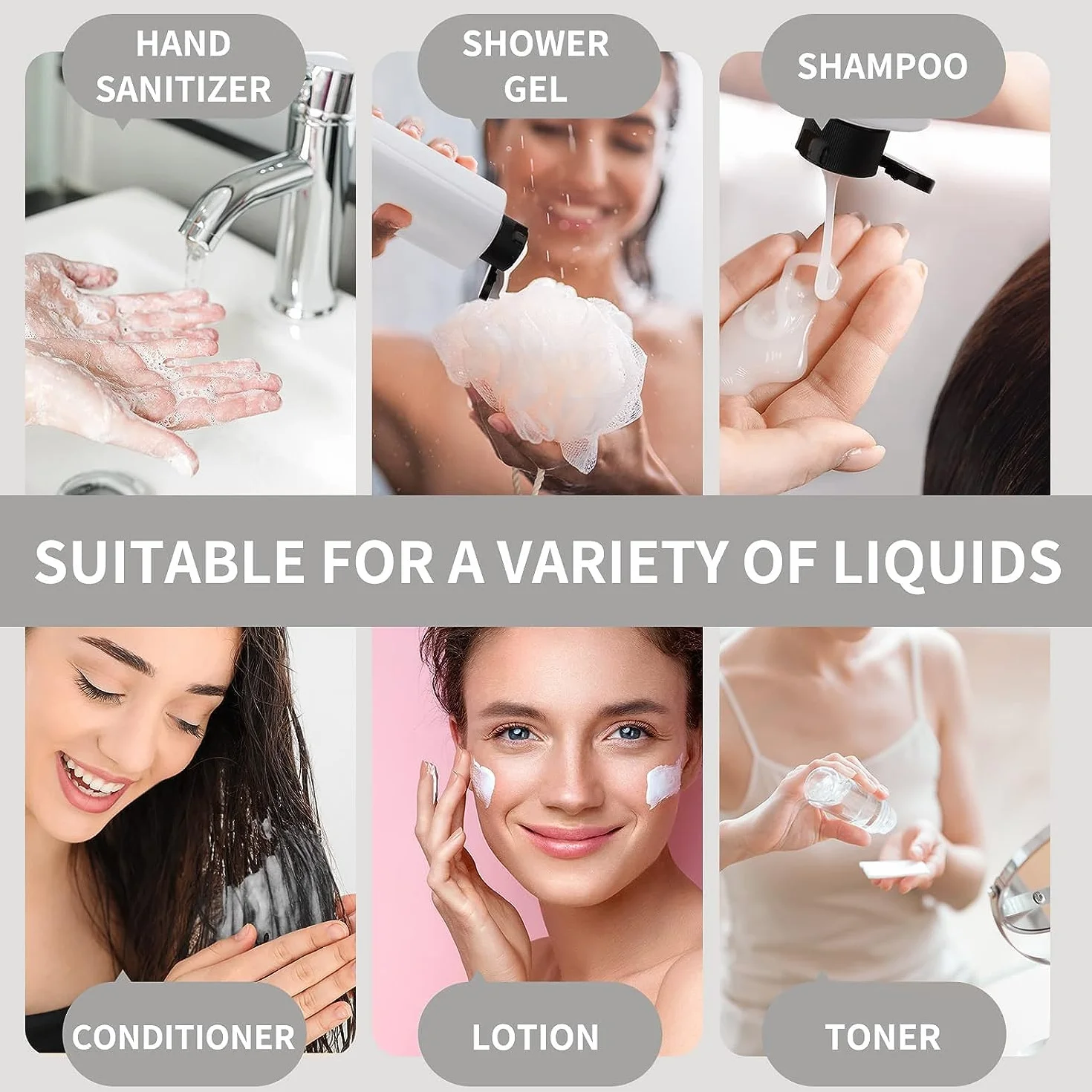 Toureal 250ML Bottiglie Vuoto da Viaggio con Tappo Flip Top (4 Pezz) Flaconi per Cosmetici (Trasparente)