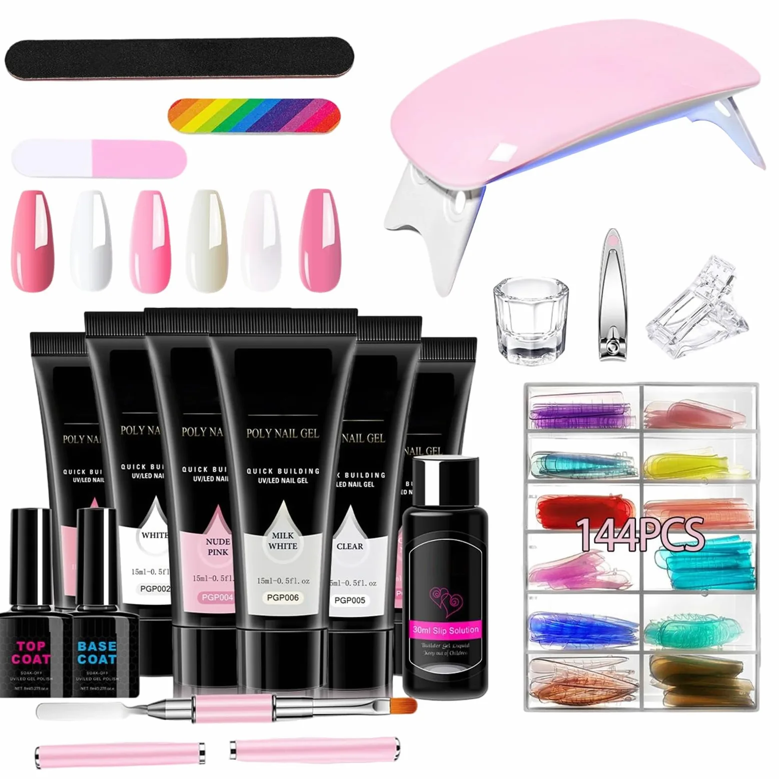Kit Per Ricostruzione Unghie 6 Colori Leggeri | Gel di Finitura Professionale per Unghie Ideale per Viaggi Casa Ufficio Scuola Fidanzata Moglie
