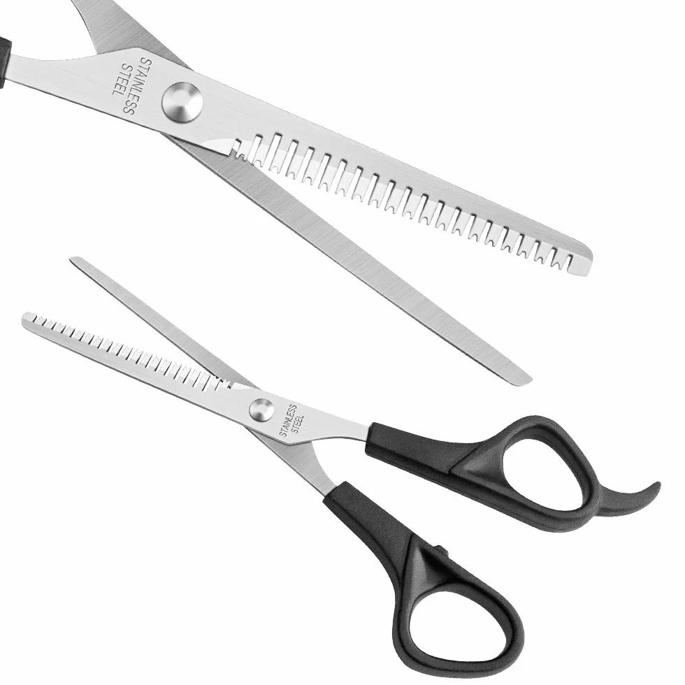 Asdirne Forbice da Sfoltitura, Forbici da Salone Professionali con Lame in Acciaio Inox e Impugnatura in ABS, 6 Pollici, Nero