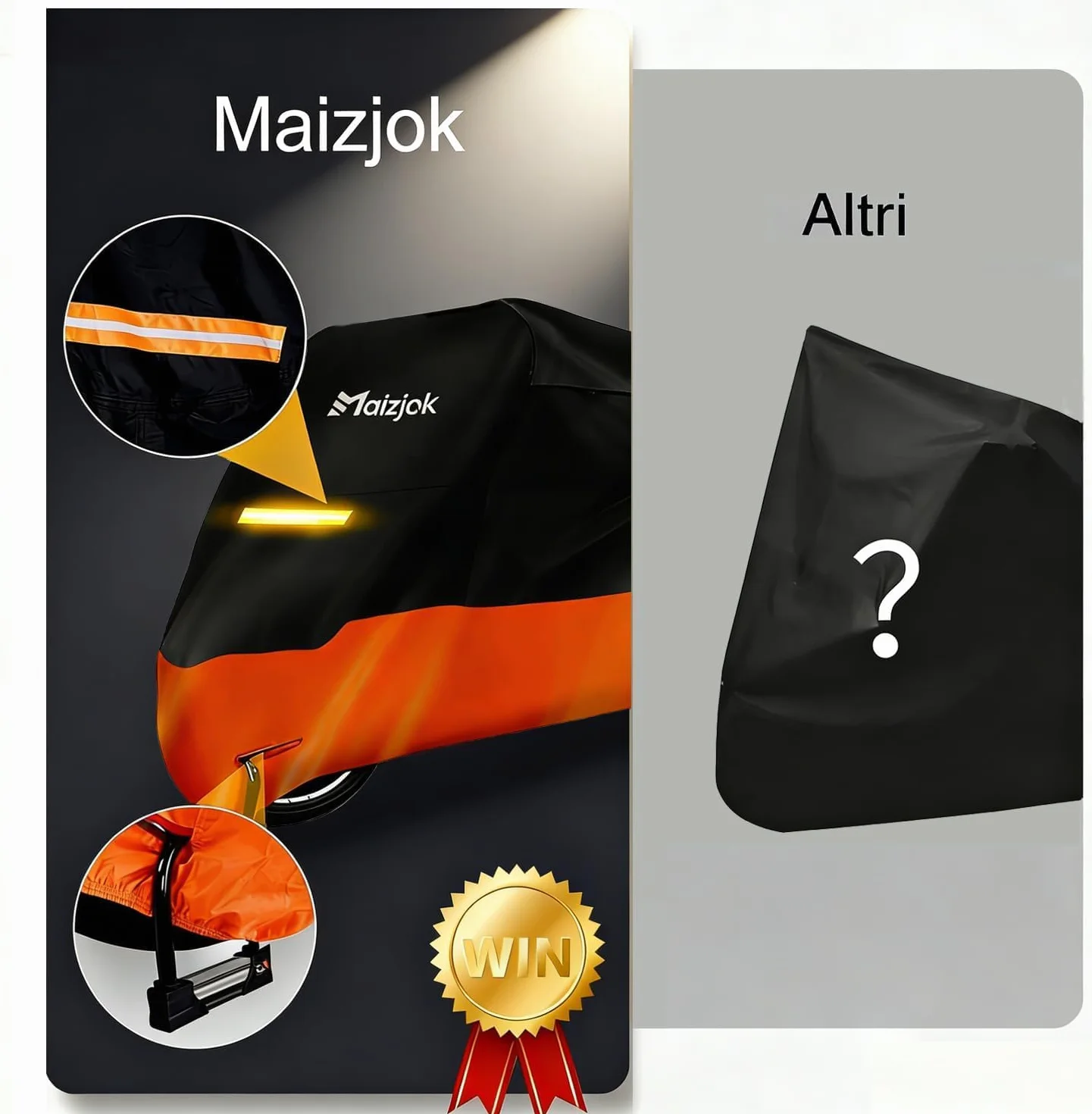 Maizjok® Telo Coprimoto Impermeabile 210D Poliestere per Moto Scooter Motorino 245x105x125cm