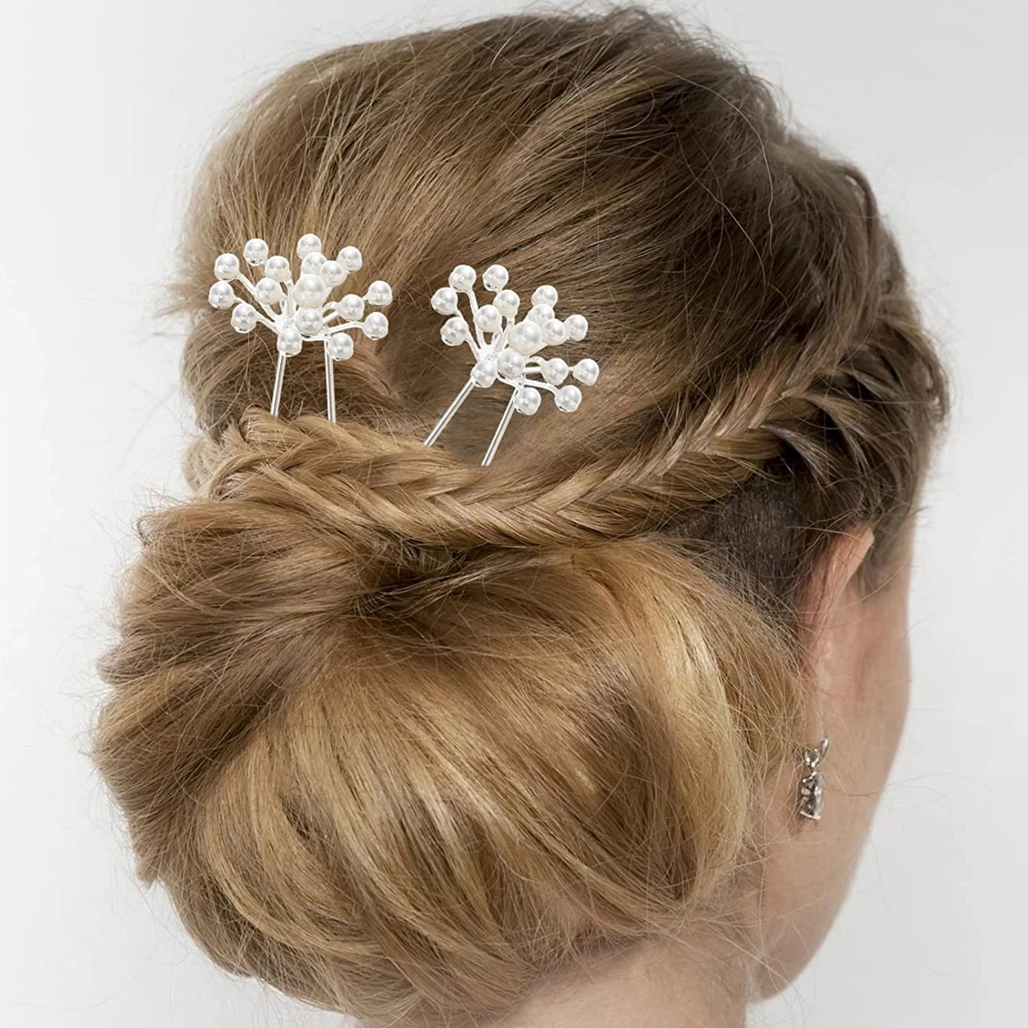 Forcine for capelli ， Fermagli for capelli for donna ， 40 pezzi Copricapo Spose Elegante Forcella Capelli Spilla da sposa Accessorio Ragazze Perle Chic Updo Chignon Gypsophila Damigelle d'onore Fiore