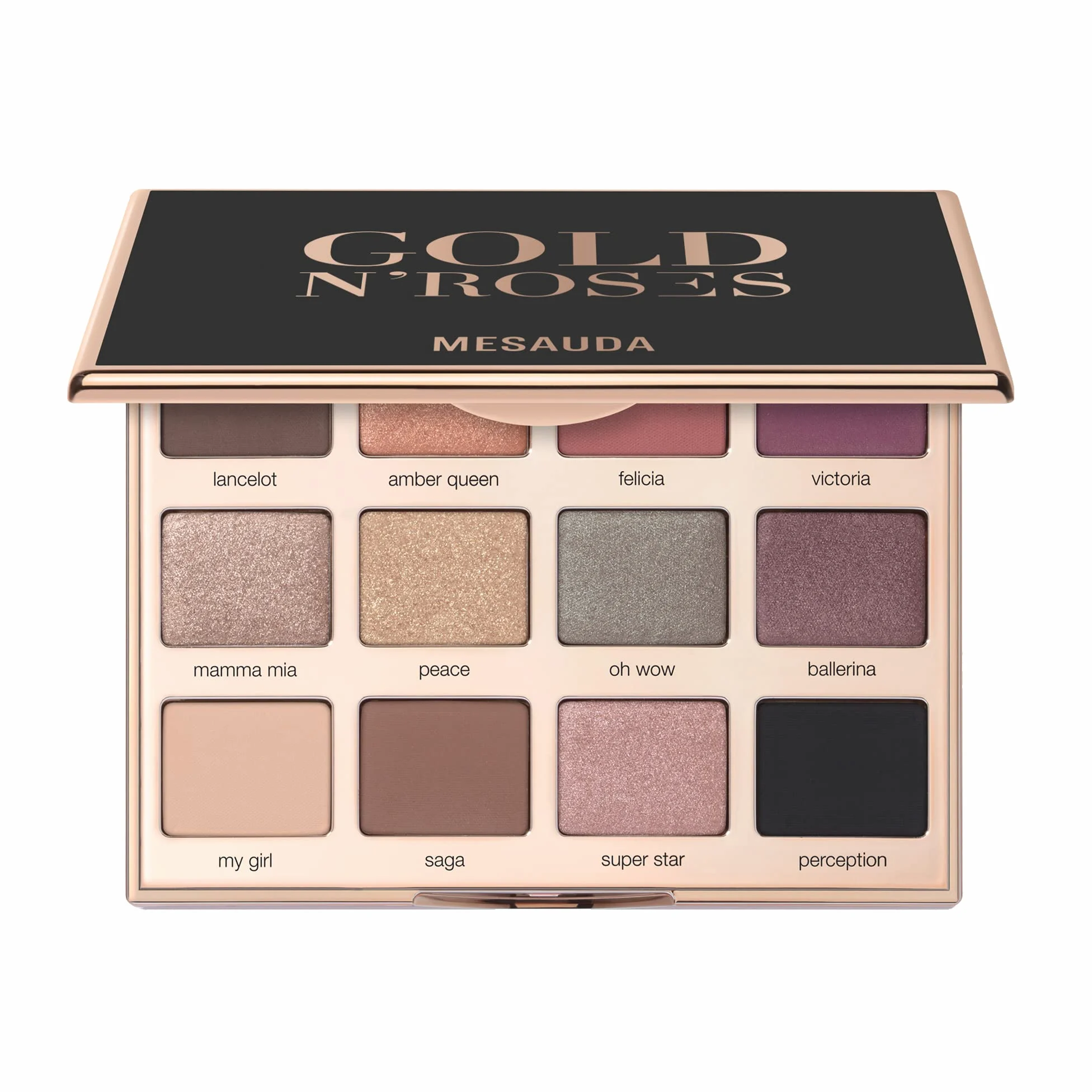 Mesauda Milano Palette 12 Ombretti Compatti Gold'N Roses - 12 gr