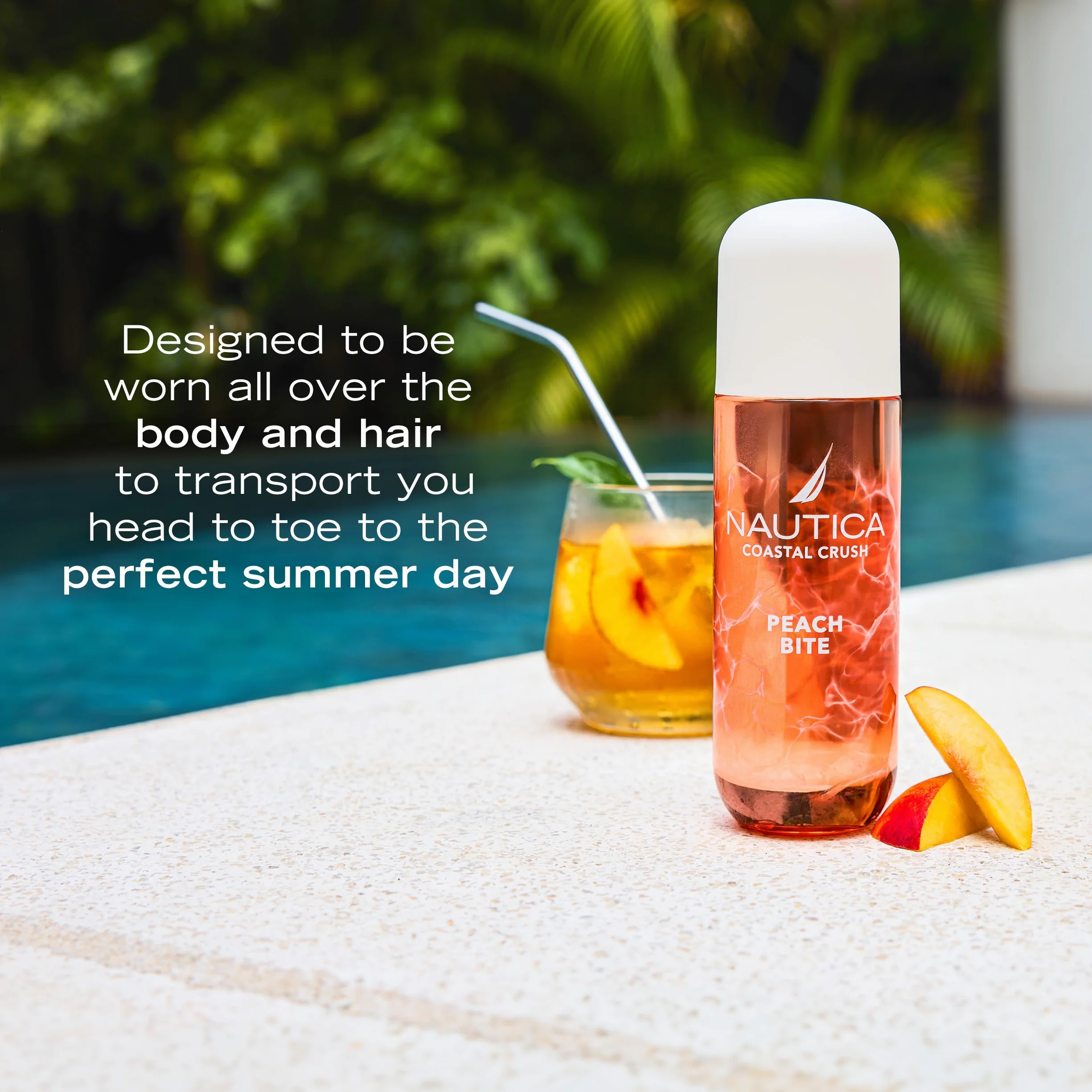 Nautica, Acqua profumata per il corpo Coastal Crush Peach Bite, Acqua profumata femminile per corpo e capelli dal profumo gourmand succoso fruttato, 236ml