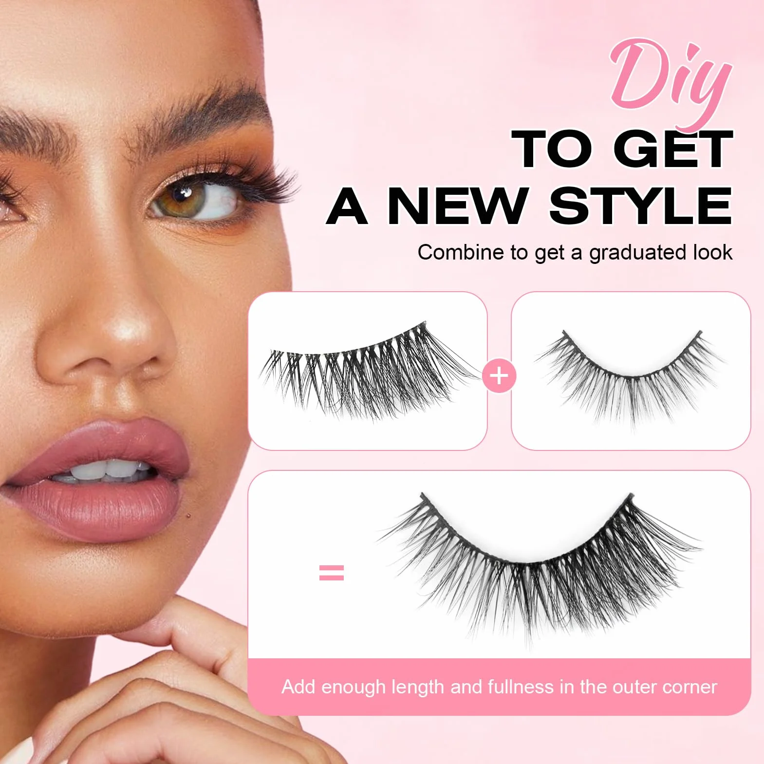 Sixstarhair Mezze Ciglia Finte 10 Paia Half Lashes Cat Eye 3D Naturali 3/4 Riutilizzabile Corner Lashes