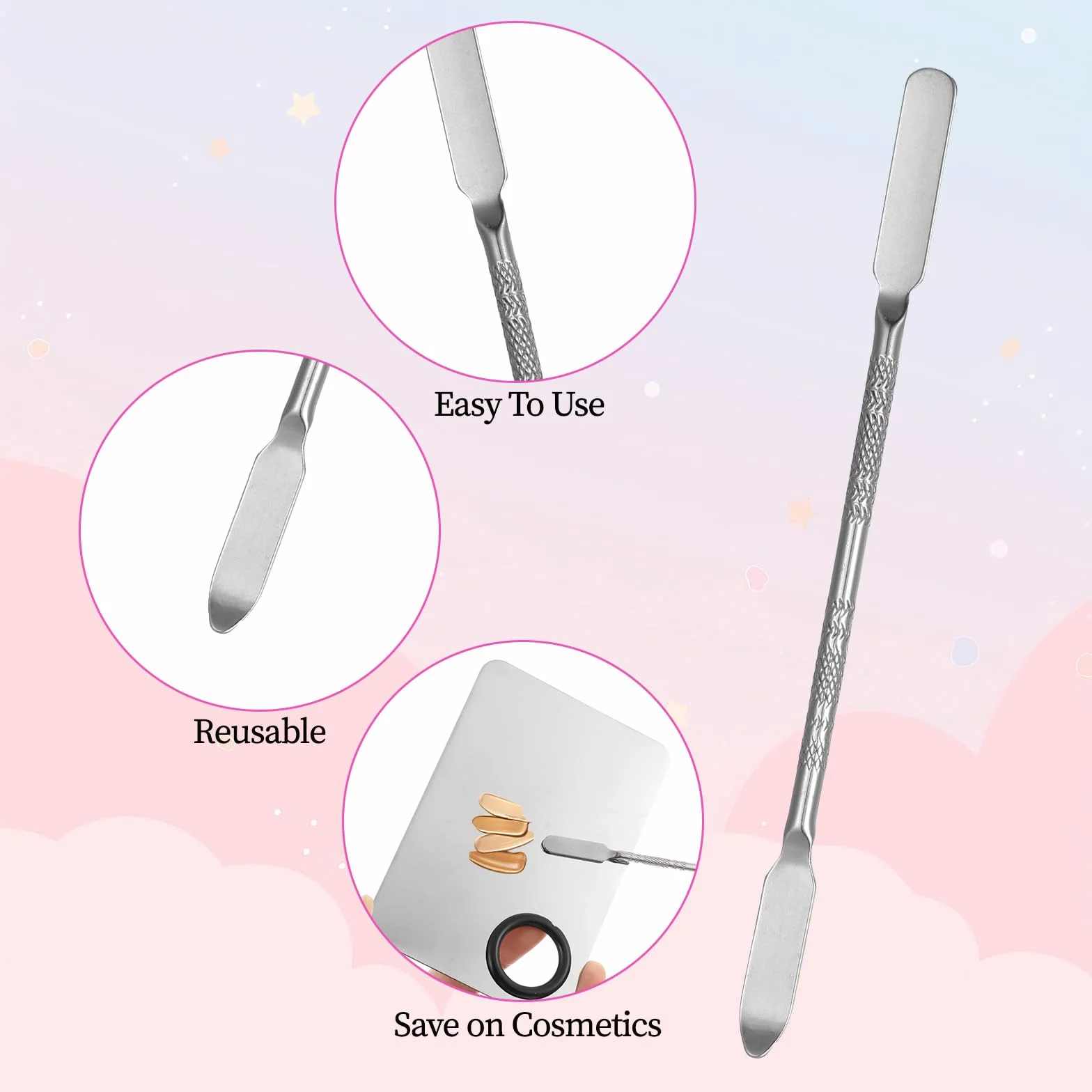 JJUNW Set di 3 tavolozze per make-up in acciaio inox, con spatola e pennello per fondotinta, tavolozza di miscelazione cosmetica per fondotinta