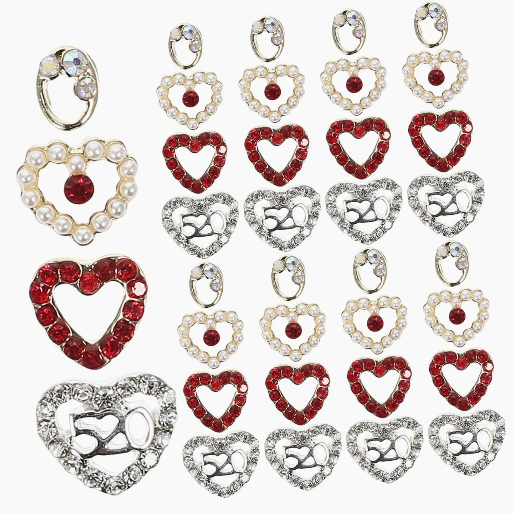 COHEALI 4 Set Decorazioni Per Unghie Cuore Ciondoli Per Unghie San Ciondoli Per Unghie Strass Set 40 Pezzi * 4