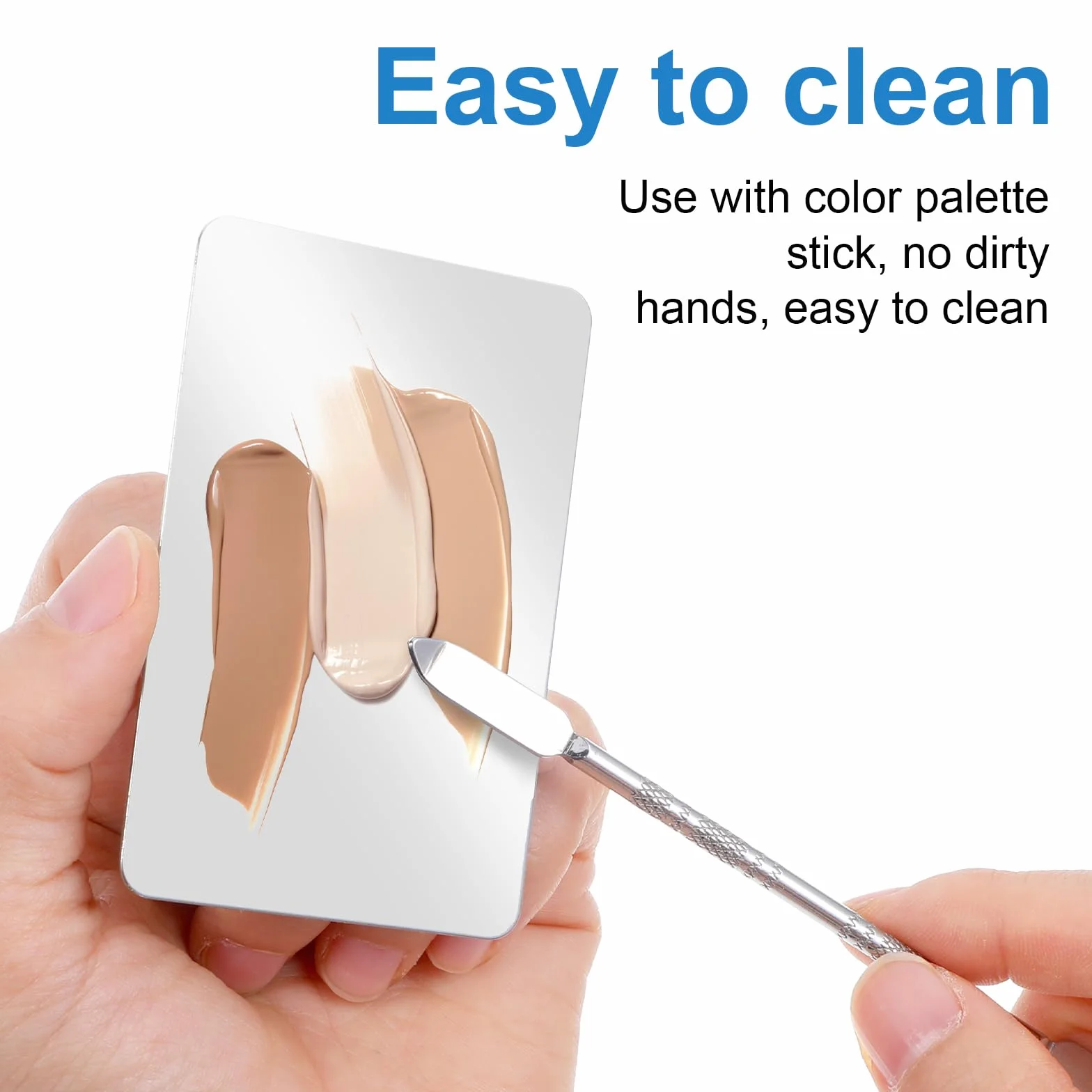 Molain Tavolozza per trucchi, in acciaio inox, spatola, cosmetici, trucco, tavolozza di miscelazione cosmetica con spatola, tavolozza cosmetica per fondotinta, nail art occhi