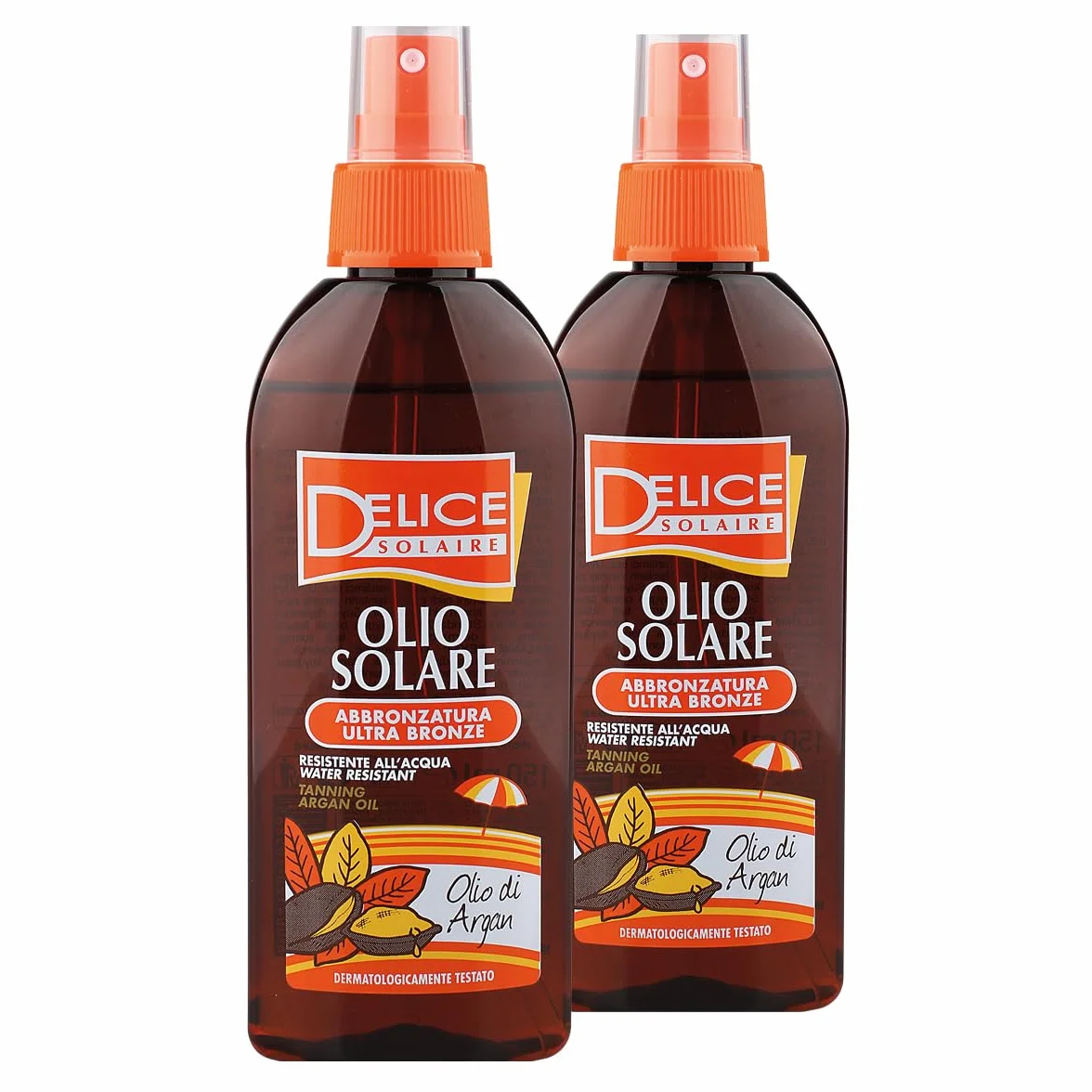 Delice Solaire | Olio Solare Abbronzatura Ultra Bronze, con Olio di Argan, da 150 ml, Confezione da 2 Pezzi