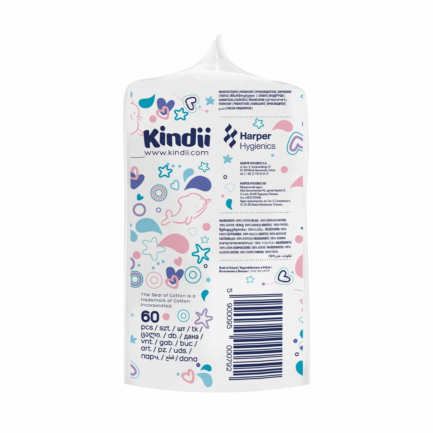Kindii Quadrotti Cotone Neonato 60 Pezzi Quadrati grandi per pelli sensibili