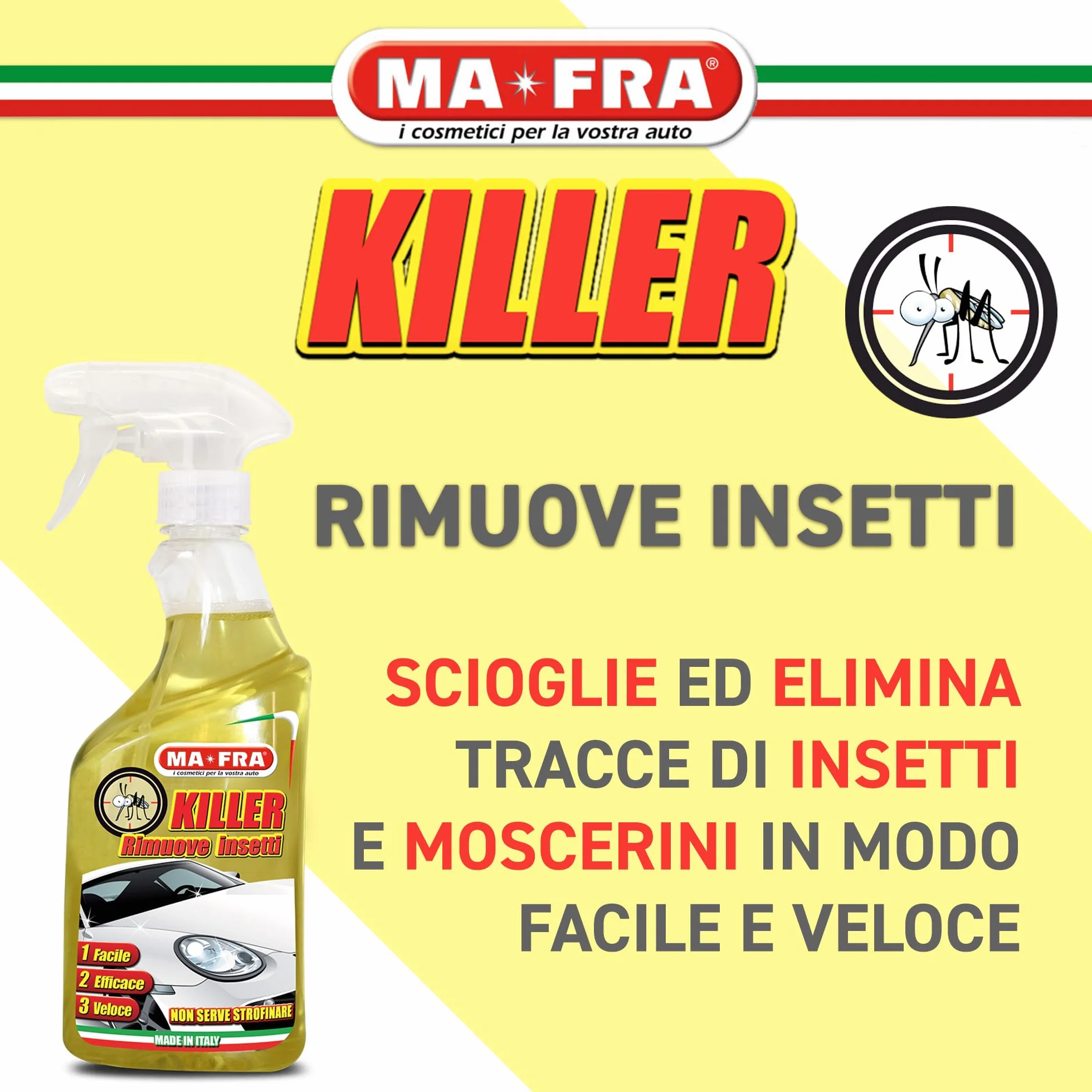 MAFRA Killer Detergente Spray per Auto 500 ml Elimina Macchie Insetti Moscerini