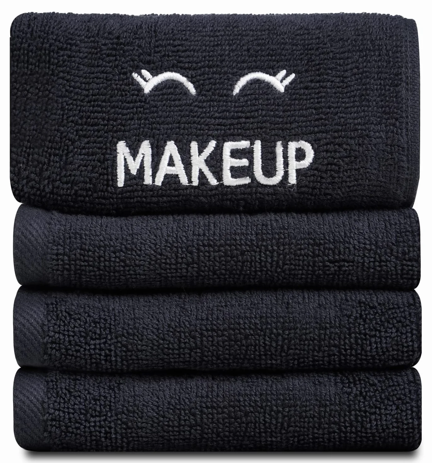 Bleach Safe Black Makeup Towels | Luxury Ultra Soft Cotton Face Washcloths Make up Removal 33 x 33 cm | 6 Pack