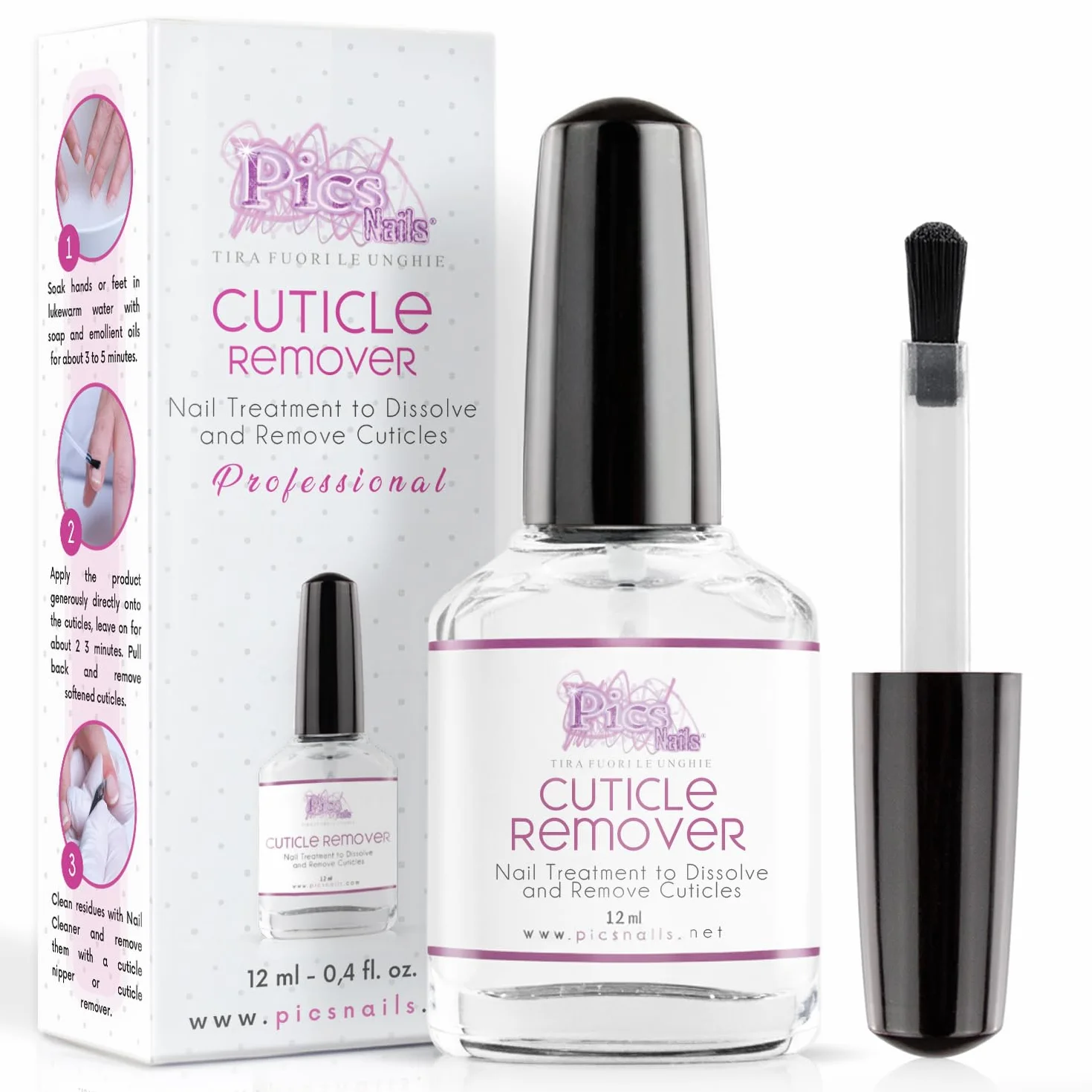 Rimuovi Cuticole Unghie di Mani e Piedi Professionale 12 ml - Scioglie e Rimuove Cuticole Trattamento per Unghie di Mani e Piedi