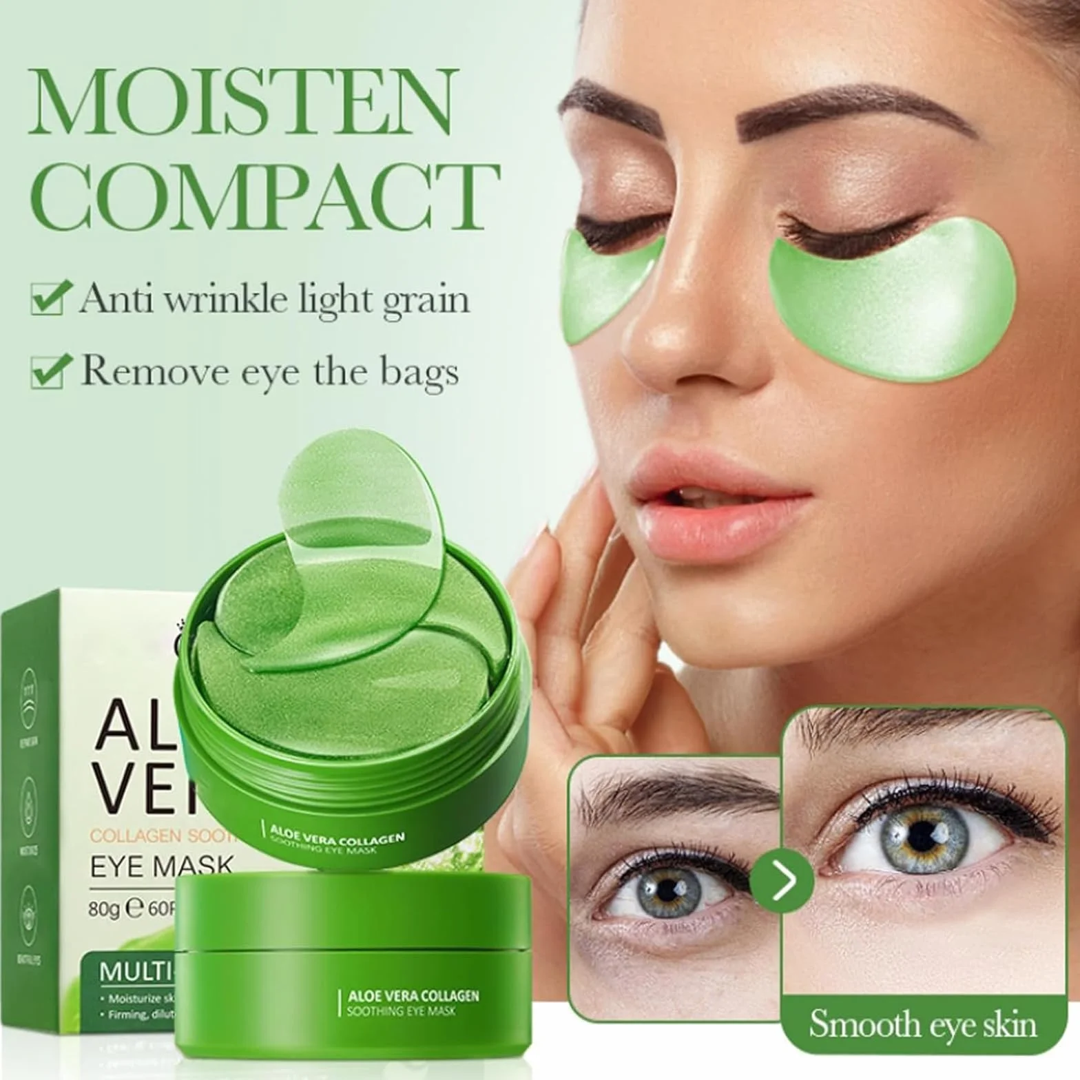 60 Pezzi Patch Occhi con Aloe Vera e Collagene, Maschere Idratanti Anti-Occhiaie e Anti-Borse, Riduce Rughe e Linee Sottili, Cura Contorno Occhi per Uomo e Donna