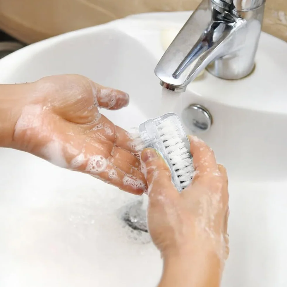Spazzola per unghie double face, 2 PCS Spazzola Per Unghie, Spazzole per la Pulizia Plastica per Pulizia di mani Delle Unghie, Trasparente