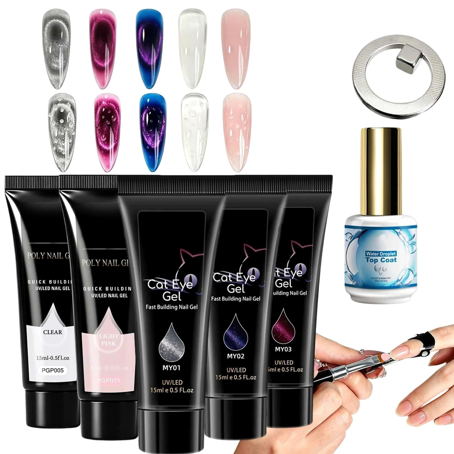 Kit Gel Per Estensioni Unghie Unghie Lunga Tenuta 5 Colori | Set Gel Costruttore Base Colla per Salone Casa Scultura e Stampaggio Donne Ragazze Adulti e Principianti
