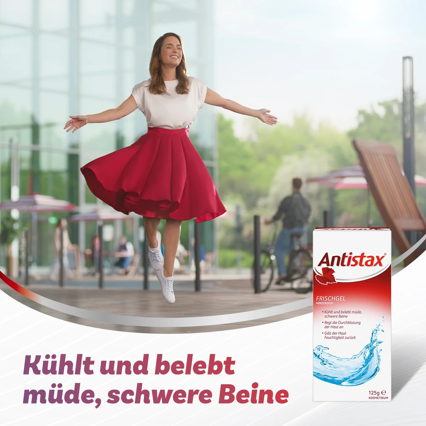 Antistax Fresh Gel, Crema Gambe Gonfie, Crema Gambe Stanche, Estratto Vite Rossa, Mentolo, Olio Essenziale Menta, 1 Confezione 125 ml
