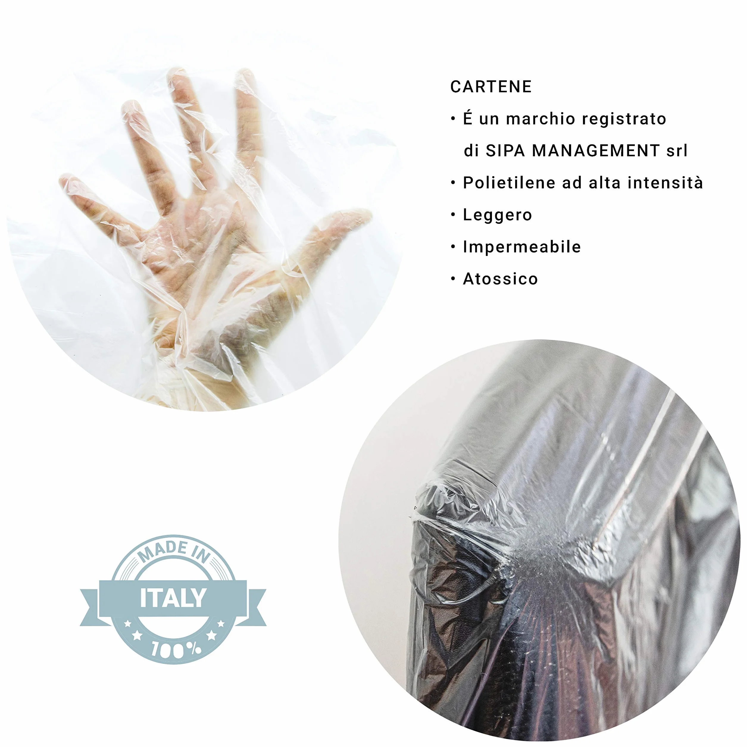 Coprivaschetta pedicure in Cartene® trasparente Beautiful That Way, monouso, 100 pezzi, misura 48x15x15 cm, impermeabile, resistente, Made in Italy, per uso professionale e casa
