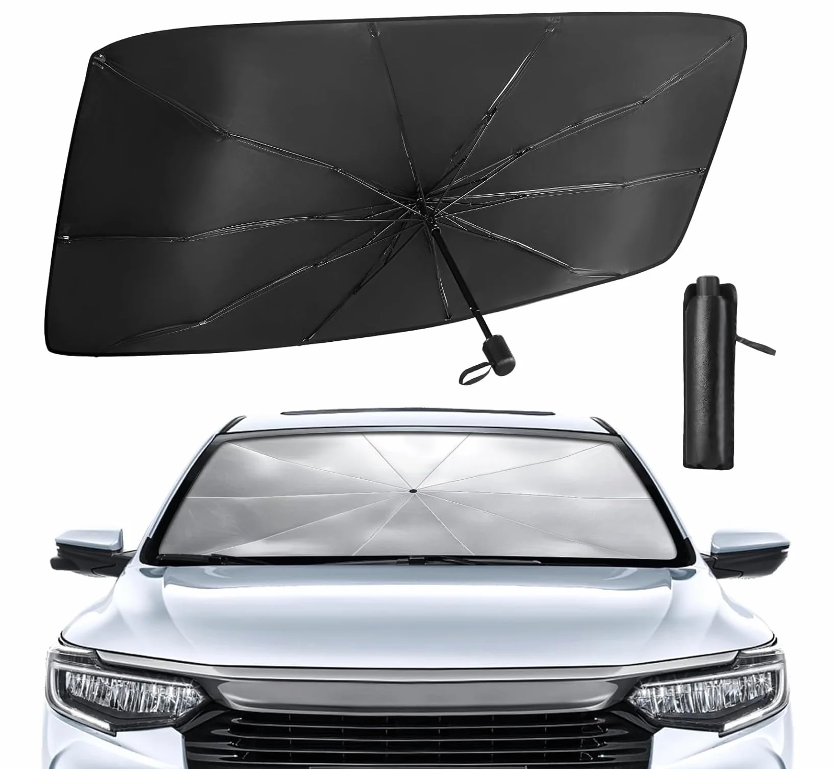 Ombrello Parasole Auto Parabrezza Interno Pieghevole 130 x 75 x 1 cm Protezione Raggi UV Copri Parabrezza Universale