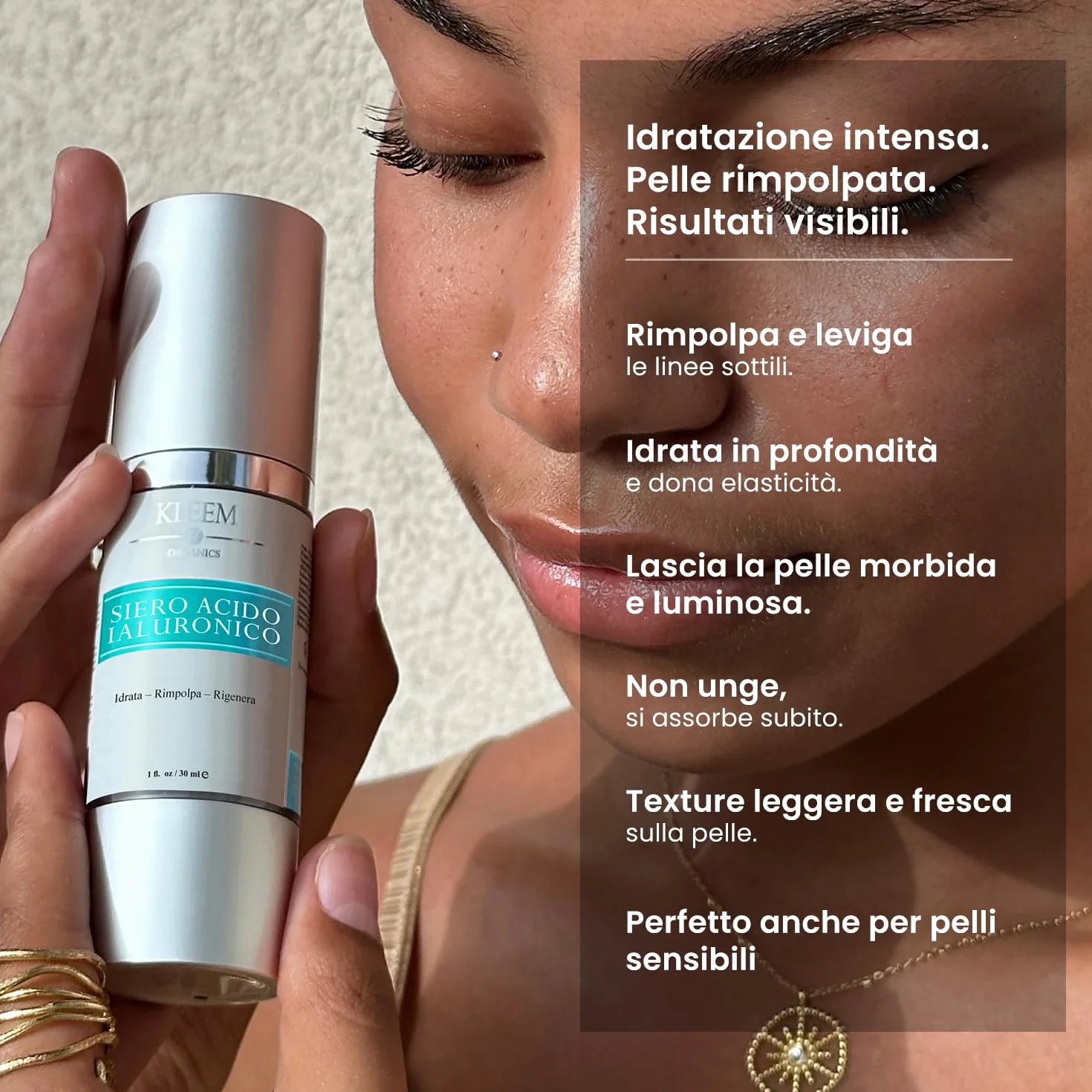 Kleem Siero Acido Ialuronico Viso 1.8% Antirughe Idratazione 24H Bio Vegano