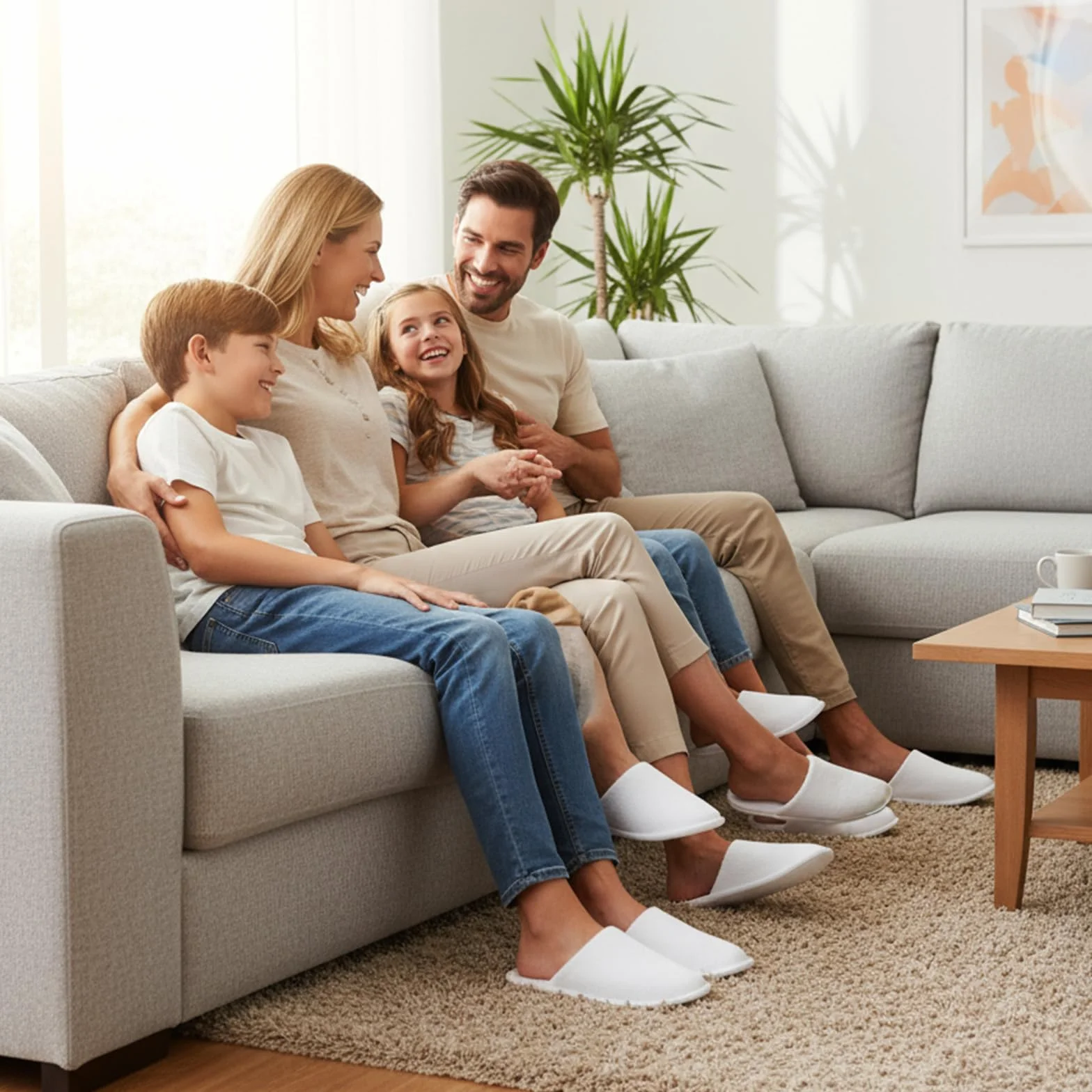 Xerteam 8 Paia Ciabatte Ospitidi, Pattine per Casa, Pantofole da Hotel, Taglia Universale, Unisex, Antiscivolo, Lavabili, Set di Pantofole per Ospiti per Viaggi in Hotel e Spa