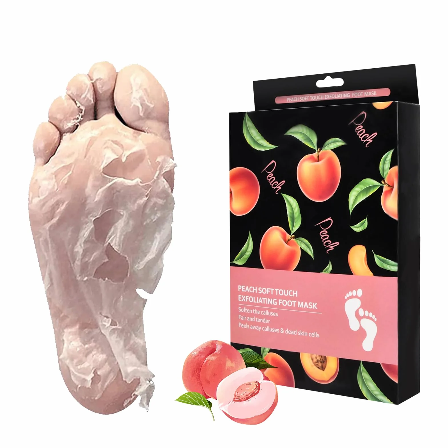 Maschera per i piedi Confezione da 2 calzini per calli, calzini per rimozione calli pesca, ripara i talloni e rimuove i calli dei piedi secchi e morti Maschera per i piedi Maschera peeling