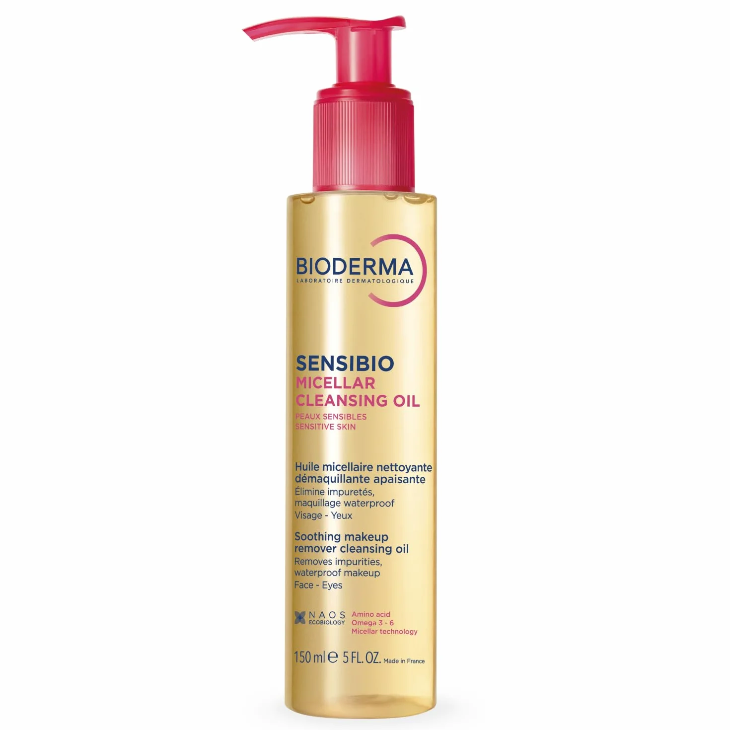 BIODERMA Sensibio Olio Micellare 150 ml - Deterge Strucca Lenisce - Rimuovi Trucco Waterproof Occhi Labbra Pelle Sensibile