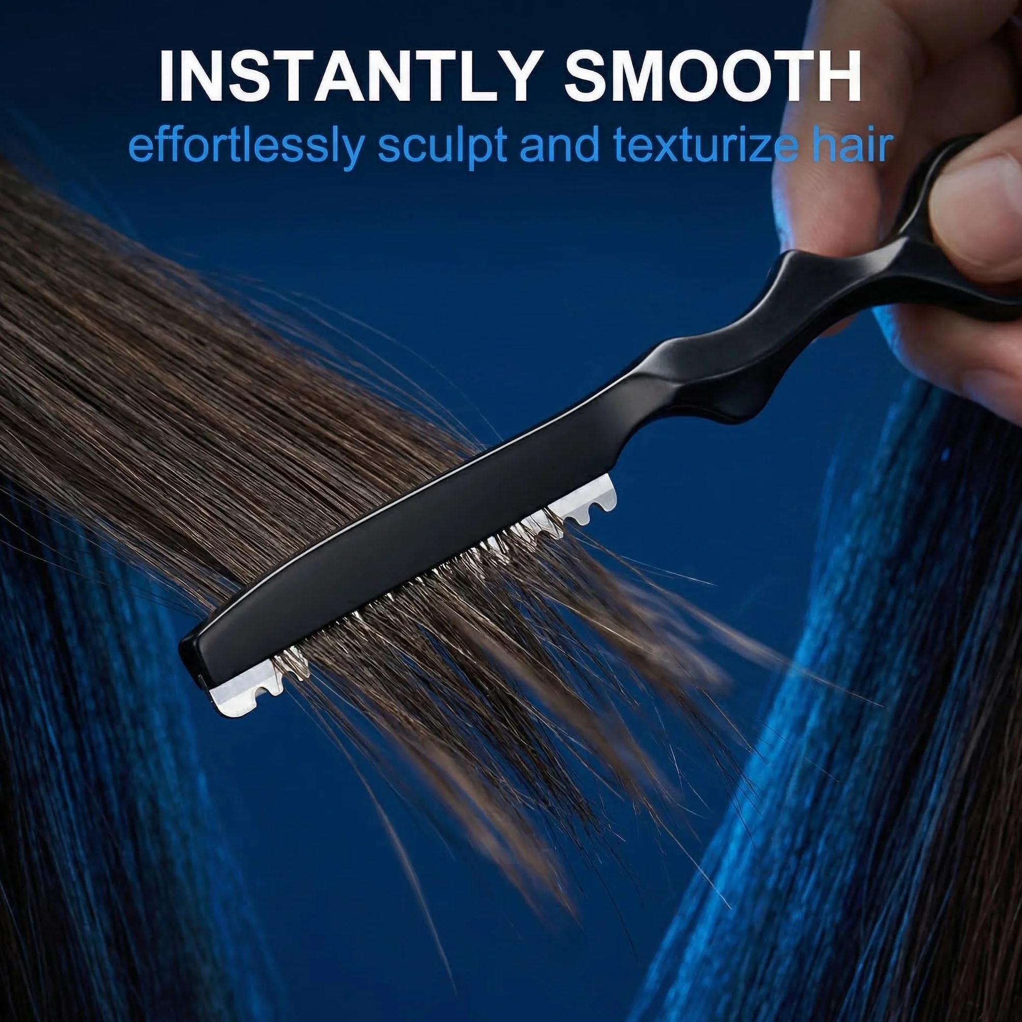 Sfilzino Per Capelli Professionale In Acciaio Inossidabile, Con 10 Lame Di Sicurezza Rimovibili,Per Tagliare Le Sopracciglia E Radere Il Viso, Regalo Per Uomo (Nero)