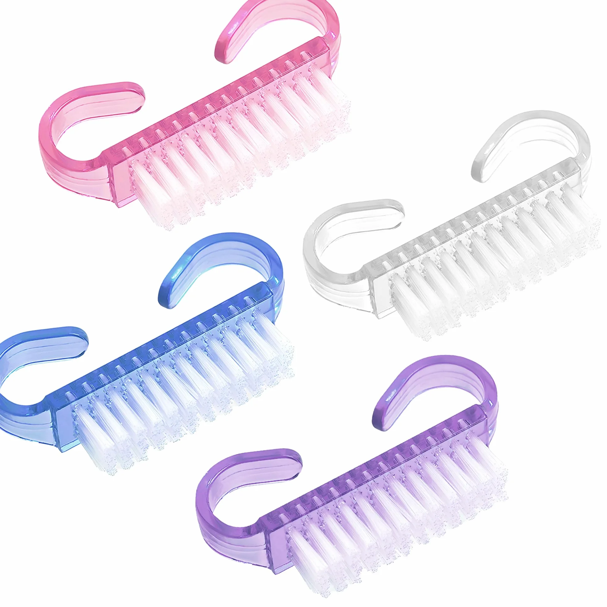 Set 4 pezzi Spazzolino unghie mani con manico, Spazzola per unghie portatile
