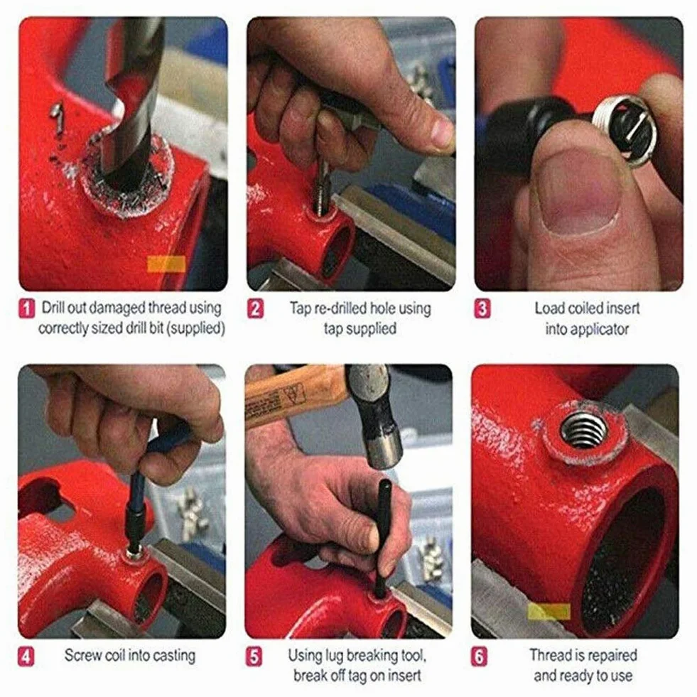 Tbest Kit di Riparazione Filettatura M4, 25 Pezzi con Scatola di Plastica