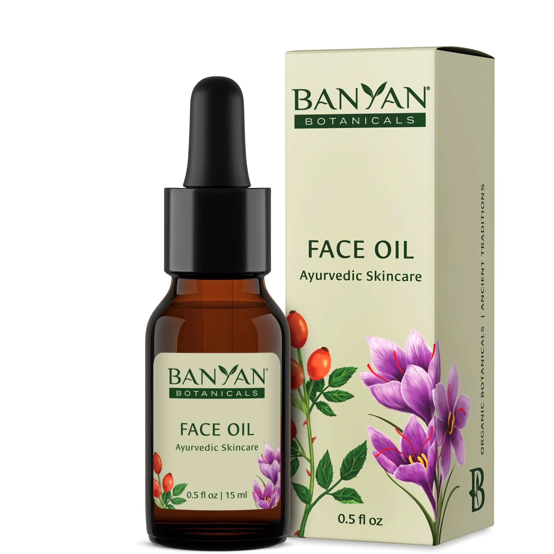 Banyan Botanicals Olio viso – Lussuoso olio viso ayurvedico – Cura della pelle pulita con olio di rosa canina e olio di jojoba per una pelle brillante – 14 g – senza OGM, senza cruelty