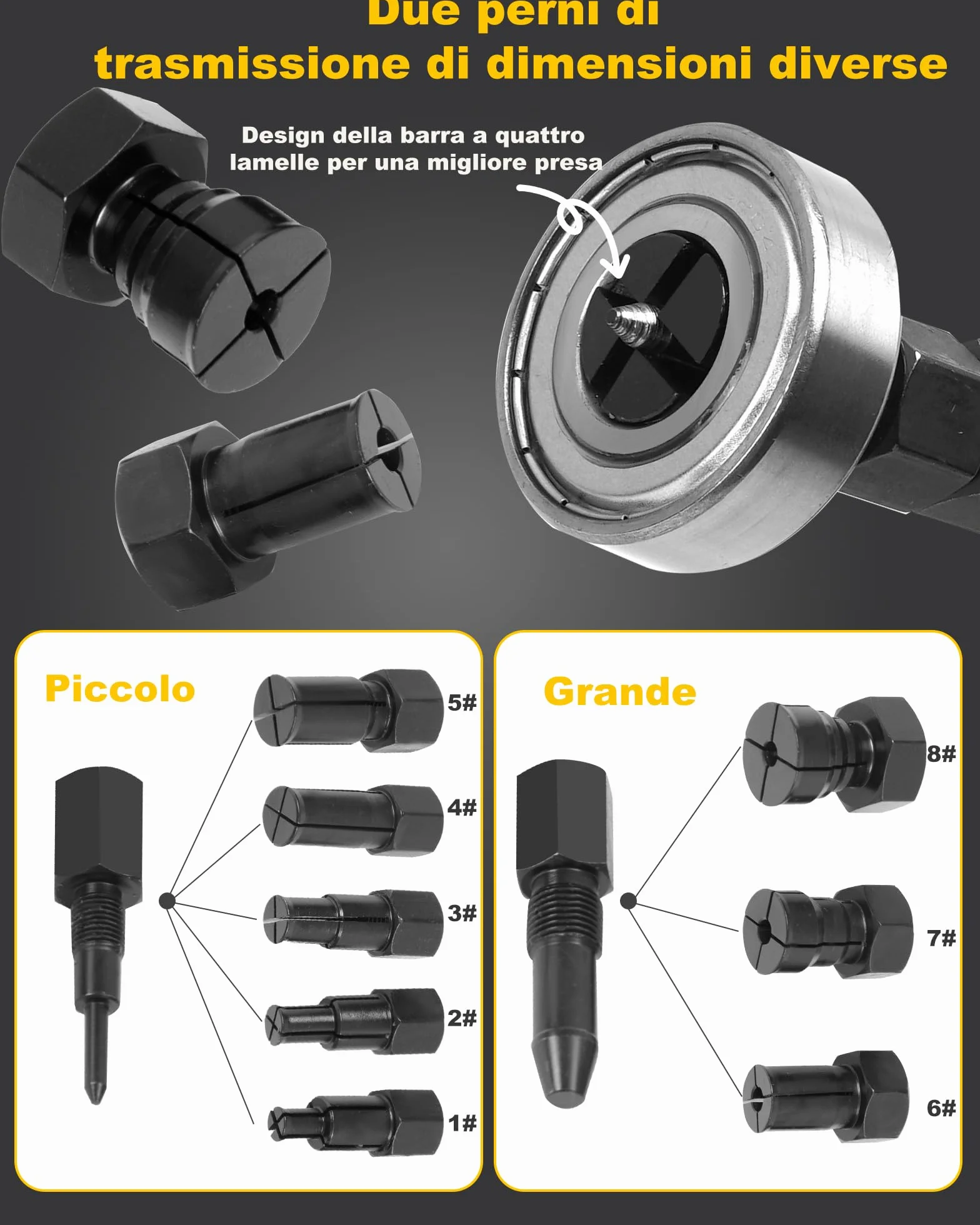 Estrattore Cuscinetti Interni Bici con Martello di Scorrimento Foro Cieco 12 Pezzi 8PCS Pinze Espandibili 8-32mm