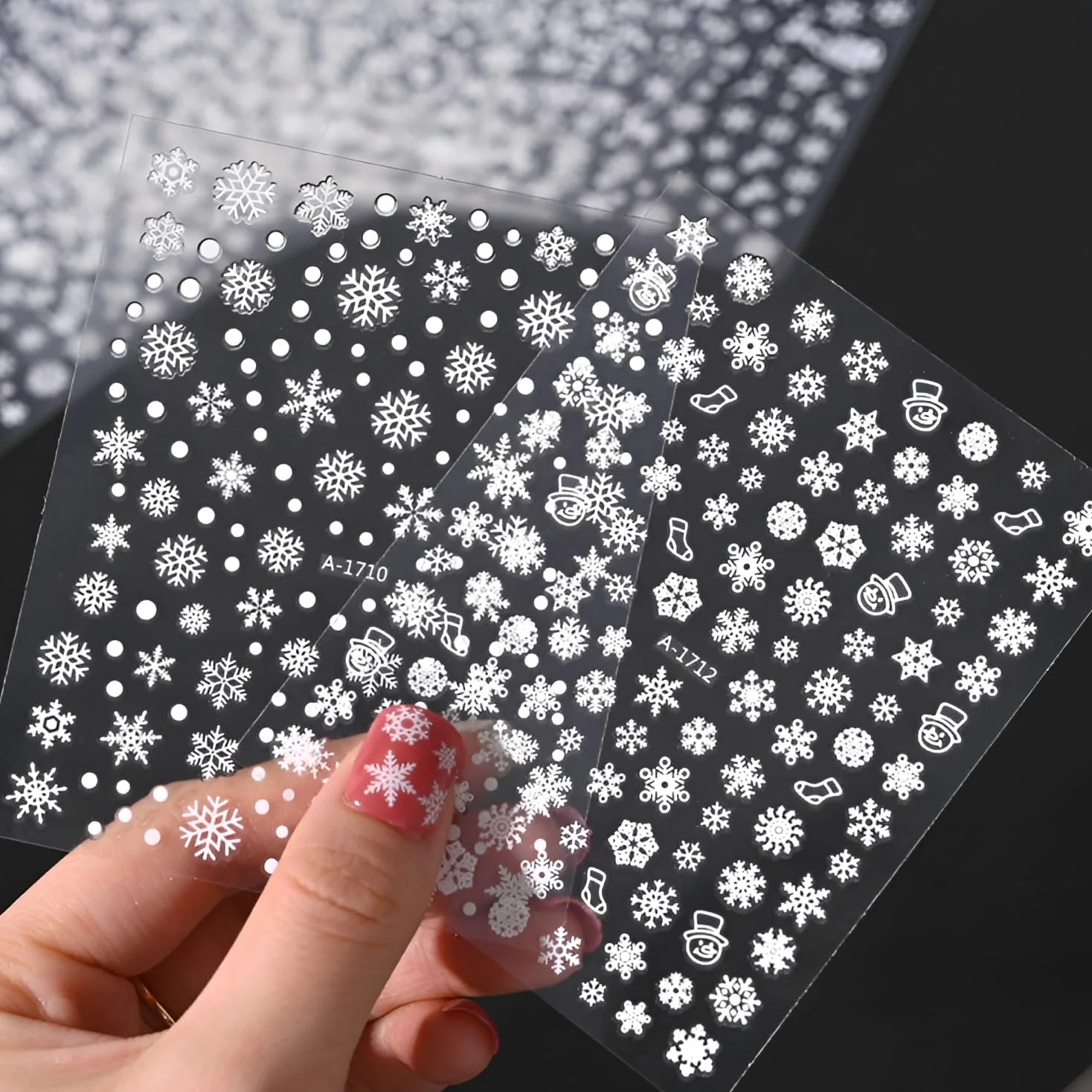 12 fogli adesivi per nail art 3D per unghie di Natale autoadesivi fiocchi di neve, decorazione per donne e ragazze