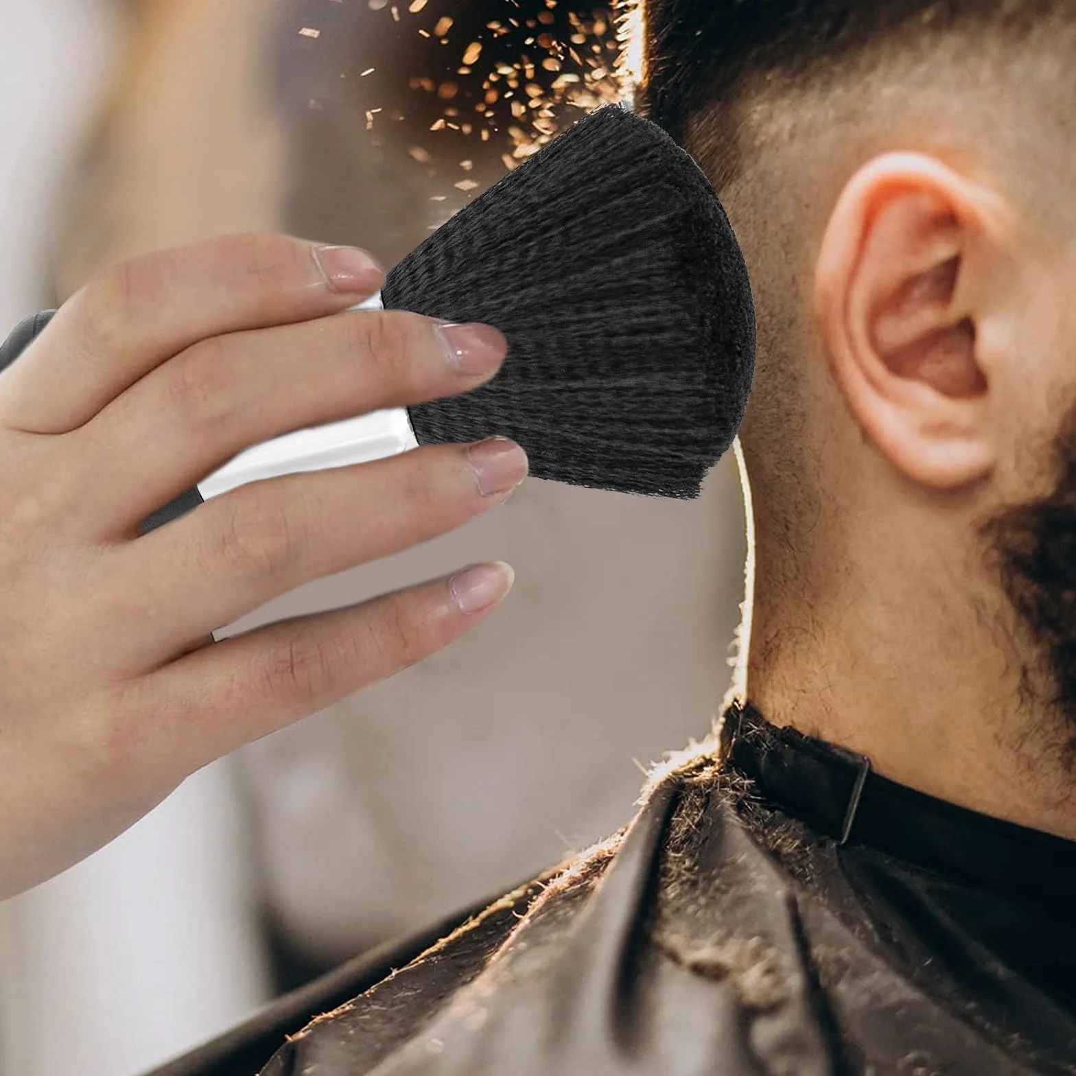 3 pennelli da parrucchiere, set di pennelli per il collo, per parrucchiere, per il collo, per capelli, per il barbiere, per la pulizia dei capelli, per la rimozione della polvere, colore nero