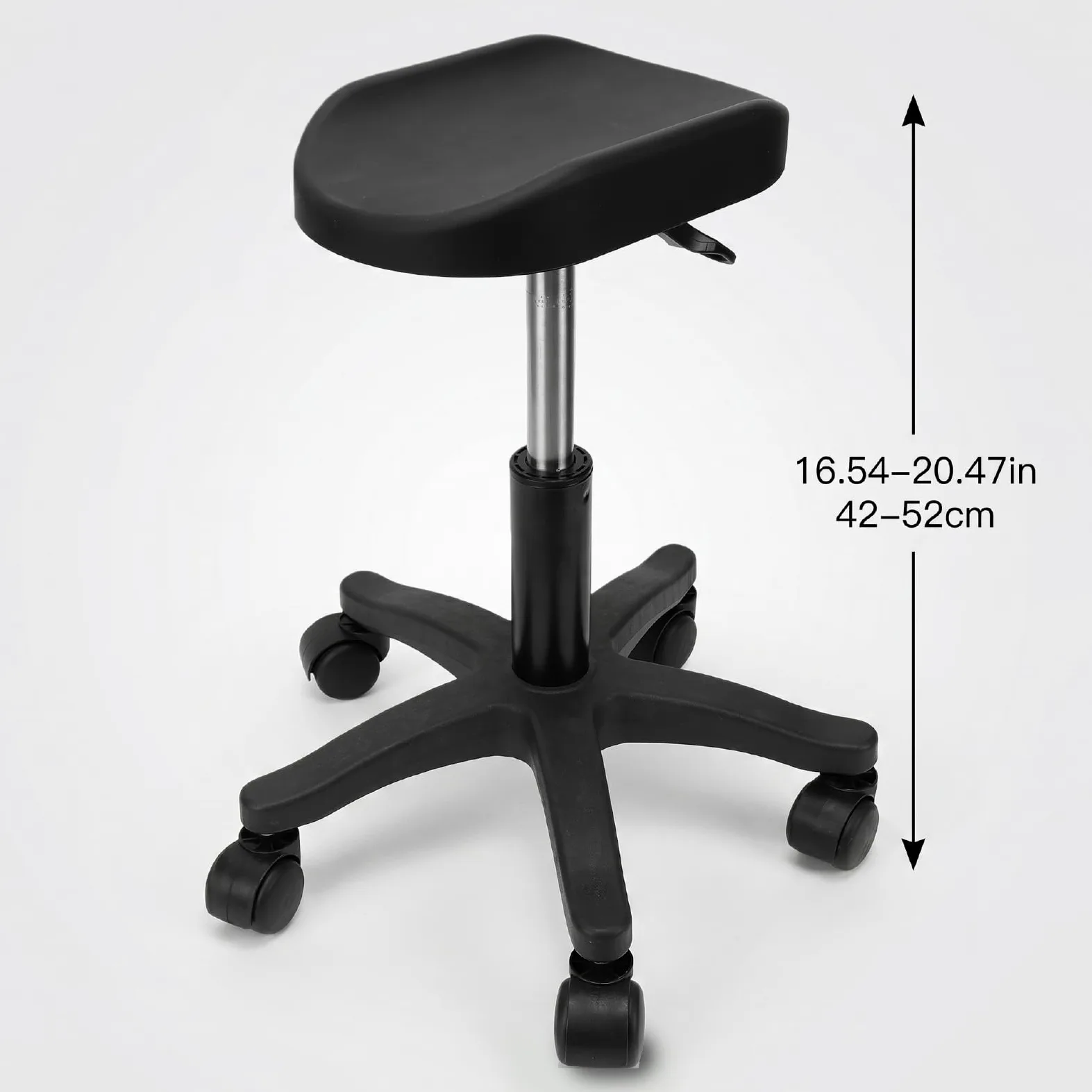 Brrnoo Sgabello per Pedicure con Rotelle Regolabile Sedia Girevole per Unghie a 360 Gradi Altezza 16,54-20,47 Pollici ABS in Acciaio Inossidabile per Uso Domestico in Salone