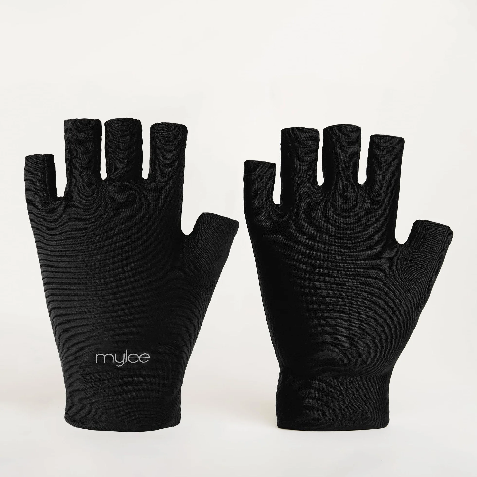 Mylee Guanti Protezione Raggi UV per Manicure Gel, 2x Guanti Neri Senza Dita per Smalto Semipermanente con Protezione UV UPF 50+, per Proteggere la Pelle Durante Manicure in Gel con Lampada per Unghie