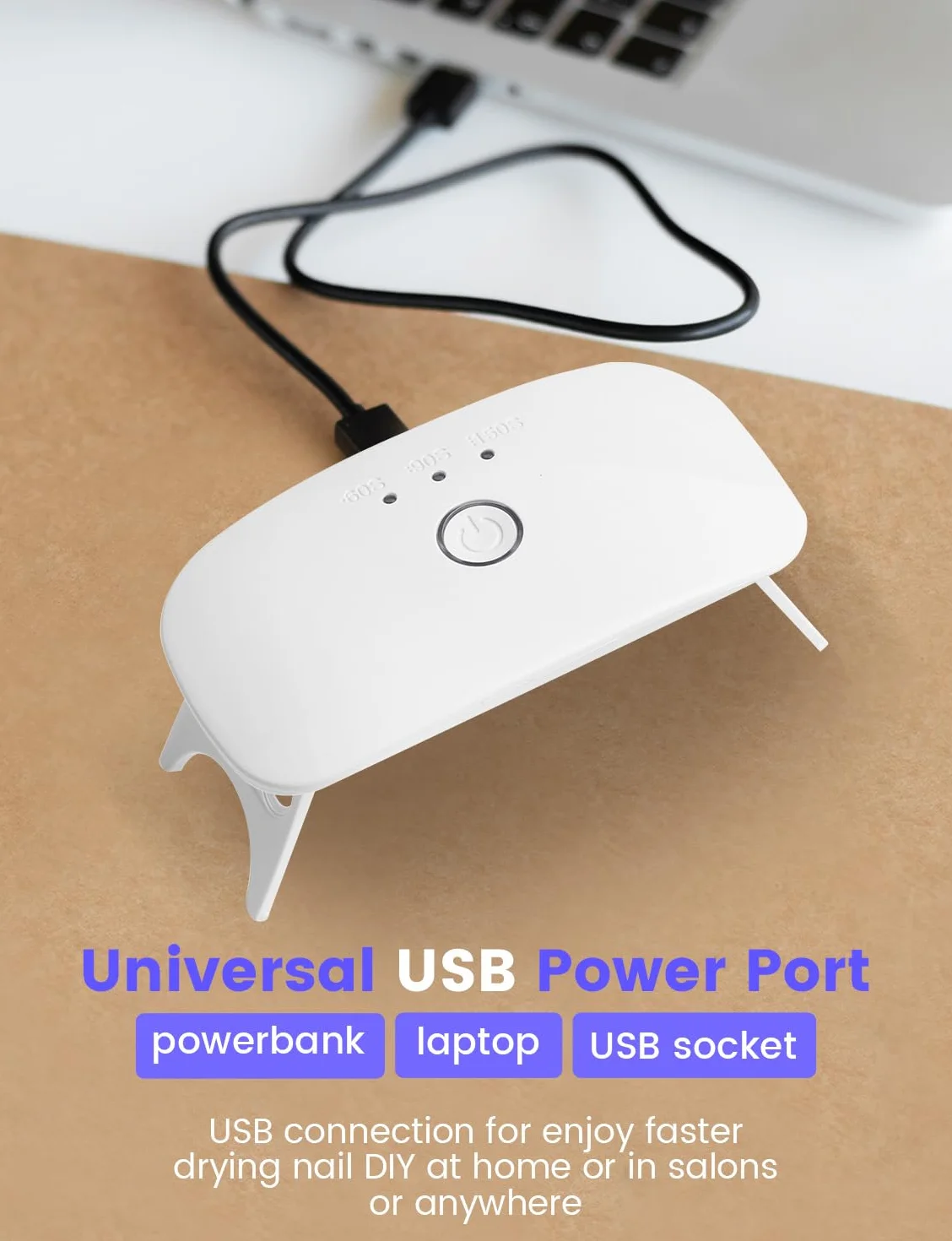 Mini Lampada UV LED per Unghie, Asciuga Smalto per Tutti gli Smalti in Gel con Cavo USB