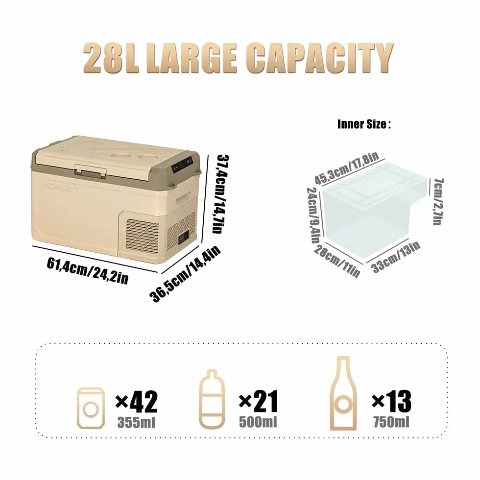 Alpicool GE30 Frigorifero Portatile 28L Elettrico 12V 24V DC/AC Congelatore per Auto Campeggio -20℃ a 20℃