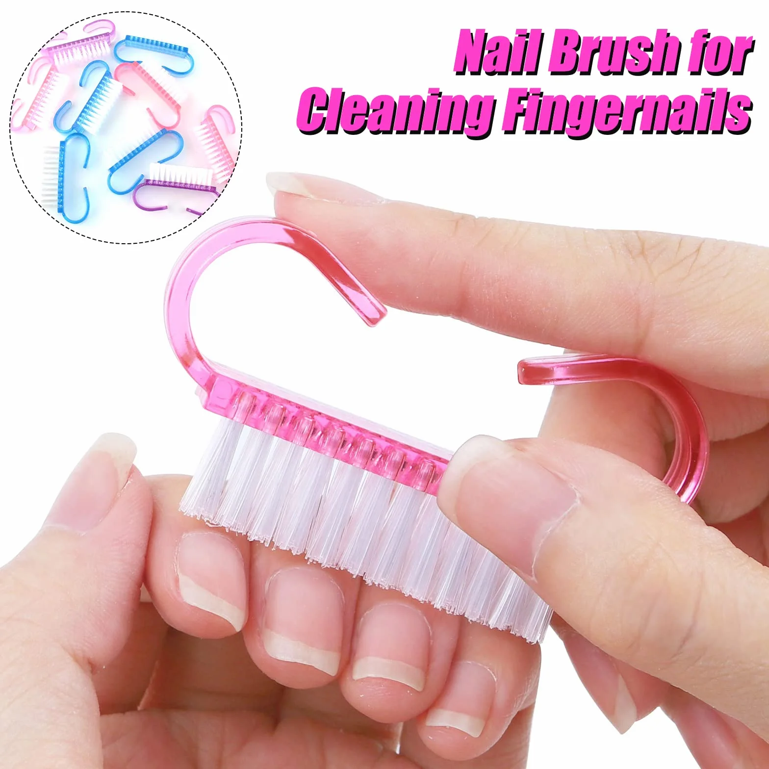 RETON 24 Pacchi Maniglia Grip Pennello per Unghie, Unghia Spazzola per Pulire Spazzola per Dita e Unghie Pulitore, Pennelli per Pedicure per Uomini e Donne