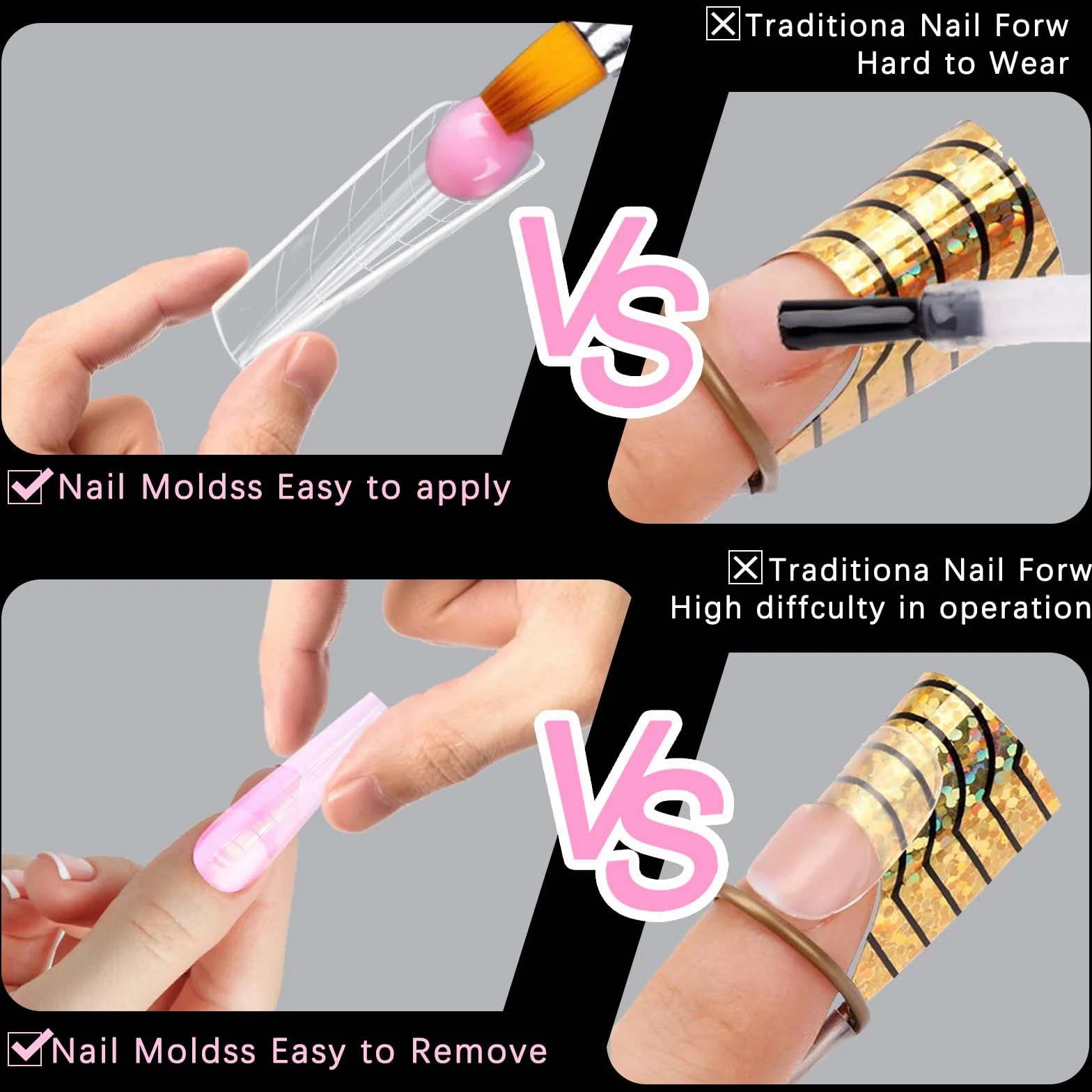 120 Pezzi Poli Estensione Gel Forme per unghie doppie con unghie a bara per la manicure in gel e per il fai da te nel salone di bellezza (set di forme per unghie doppie lunghe in Ferrari)