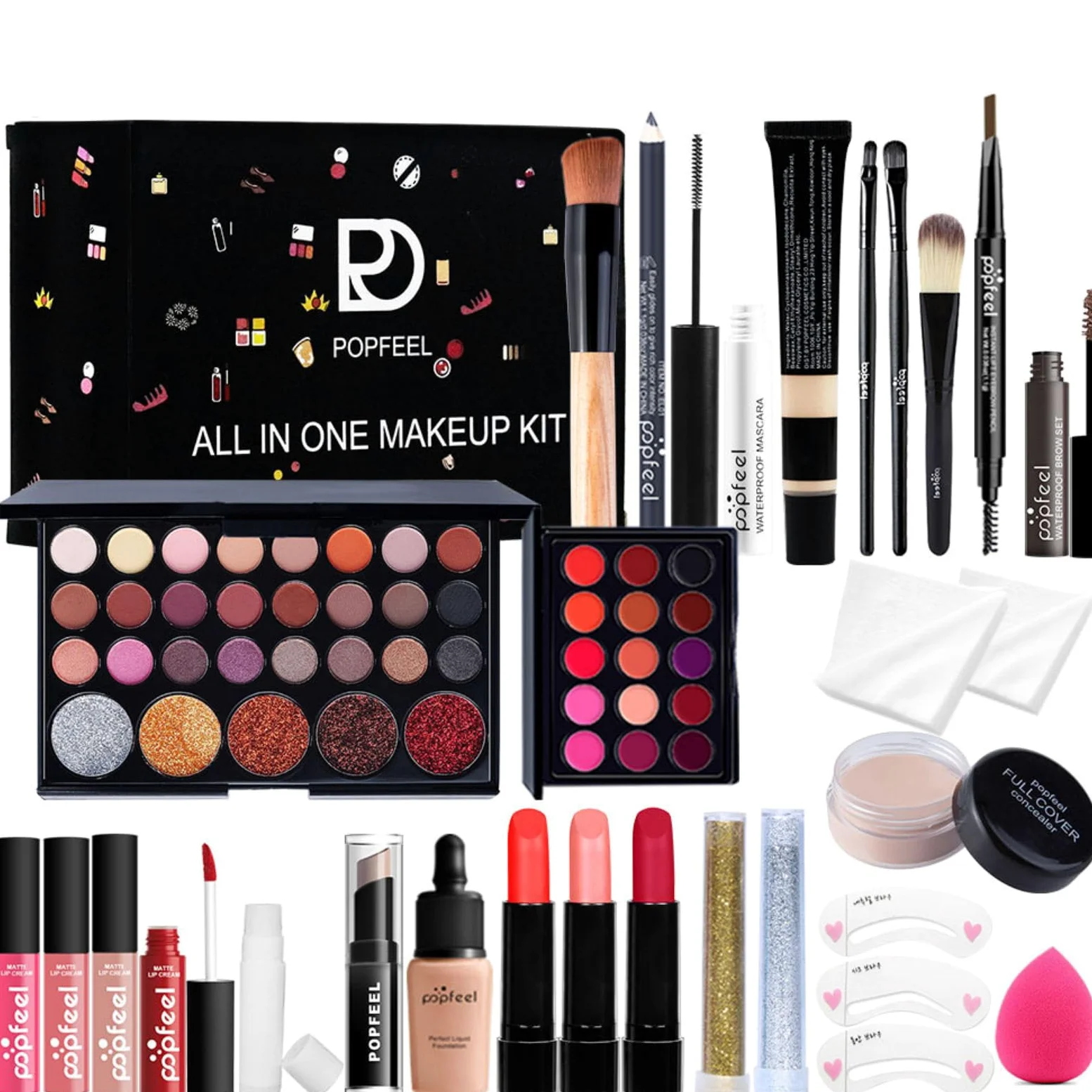 Trucchi Donna, Set Trucchi Donna, Trousse Trucchi Ragazza, Set Make Up, con palette di ombretti, correttore, mascara, eyeliner, pennelli per makeup, Natale, set regalo di compleanno A191