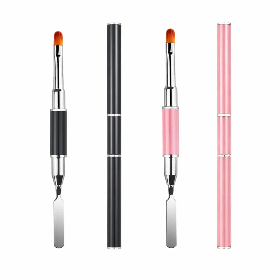 Dual-ended Nail Art Penna, 2 Pcs Pennello Gel Unghie Ricostruzione, 2 in 1 Nail Art Brush