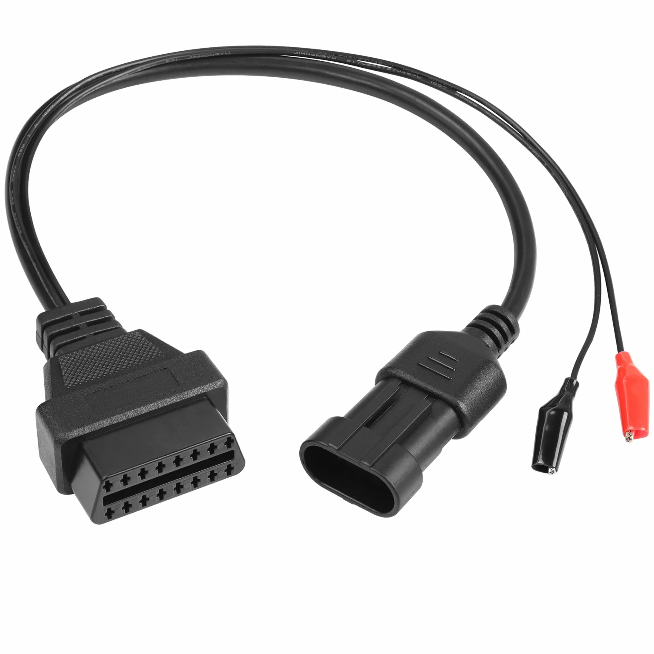 YACSEJAO Adattatore da 3 pin a 16 pin OBD2, connettore diagnostico per auto OBD OBDII a 3 pin maschio a 16 pin femmina con clip a coccodrillo per auto Fiat Alfa Romeo Lancia