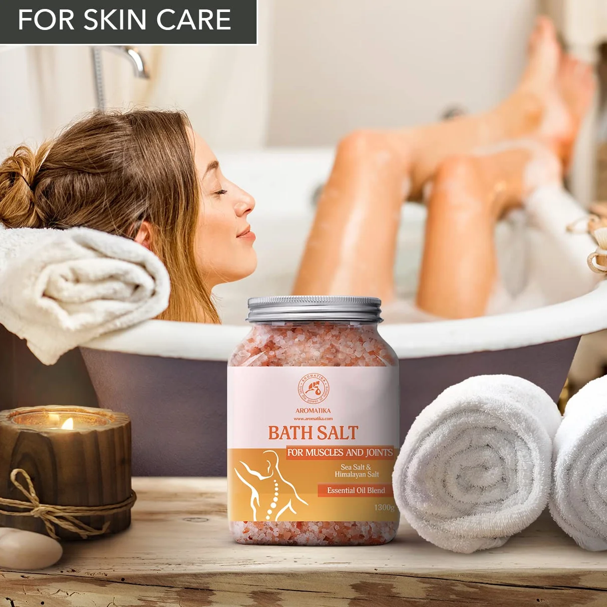 Sale Marino Muscolare & Articolare 1300g - Oli Essenziali Lavanda & Salvia & Rosmarino - 100% Naturali - Lenisce i Muscoli Stanchi Doloranti - Disintossica - per il Bagno - Rilassamento