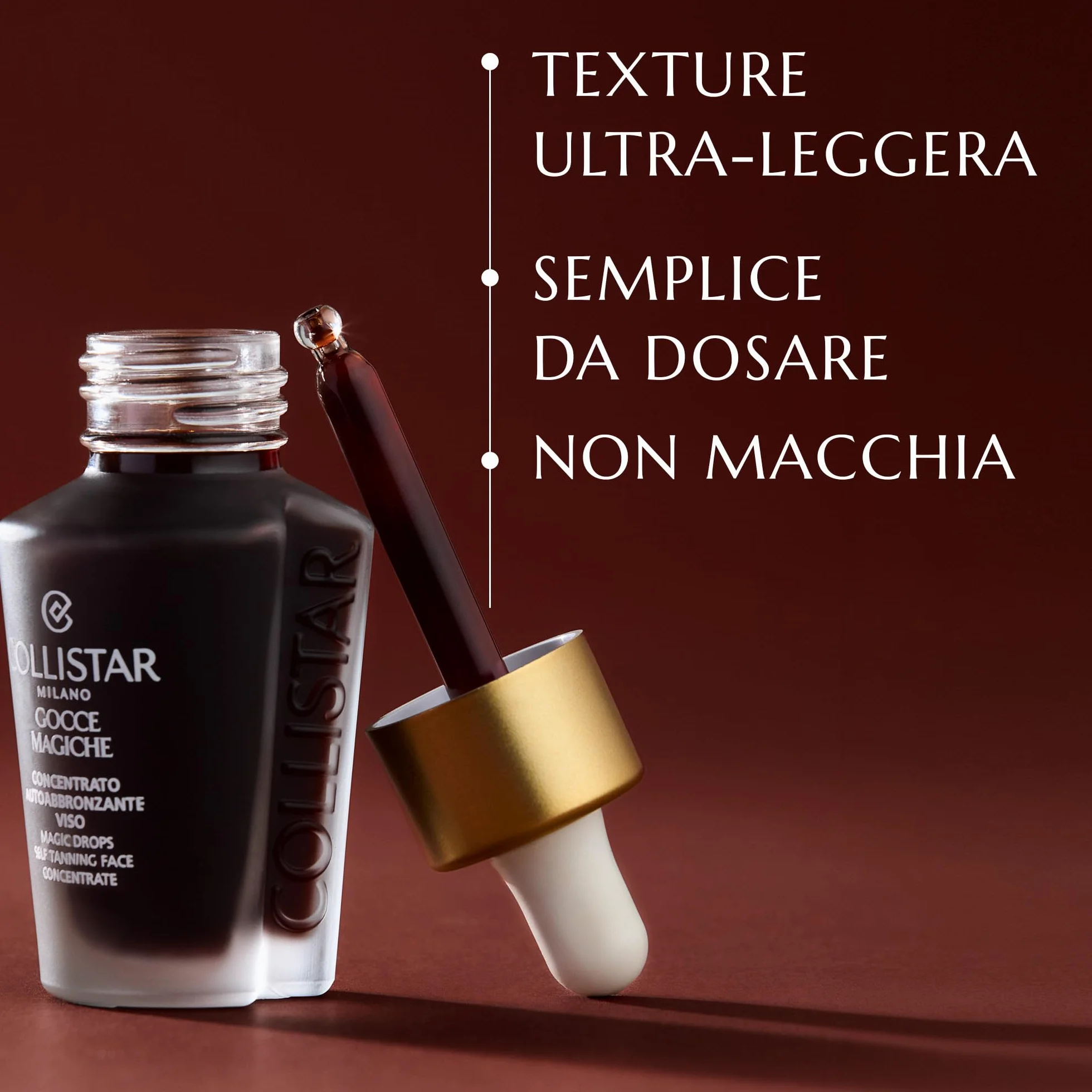 Collistar Gocce Magiche Viso Autoabbronzante Concentrato Meno di 1 h Siero Illuminante Abbronzatura Intensa Naturale Antimacchia Idratante Antiage Vitamina E 30 ml