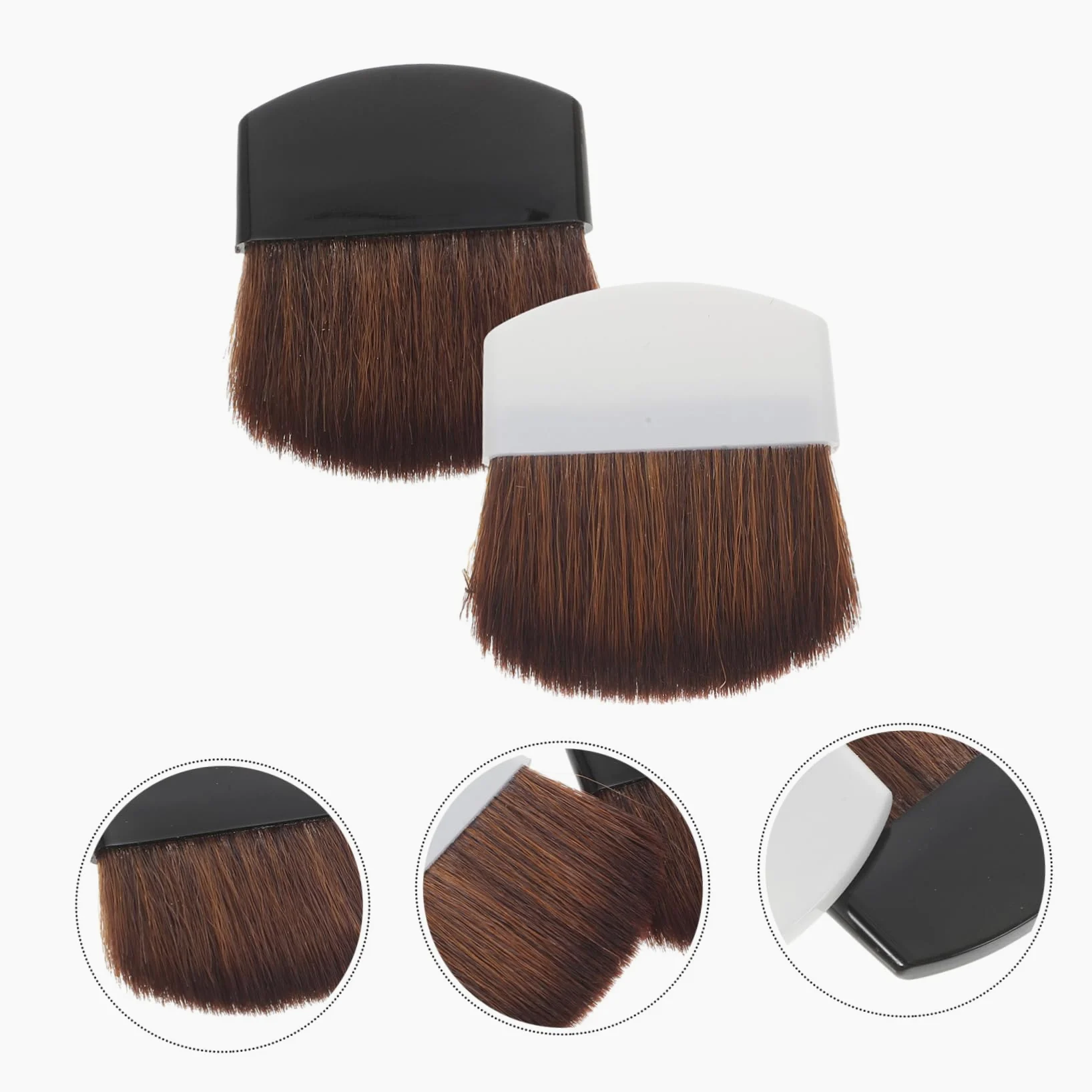 Veemoon Set 2 Pennelli Blush Professionali Piatti, Spazzole Dense in Plastica e Setole di Cavallo, Portatili per Fondotinta e Applicazioni Quotidiane