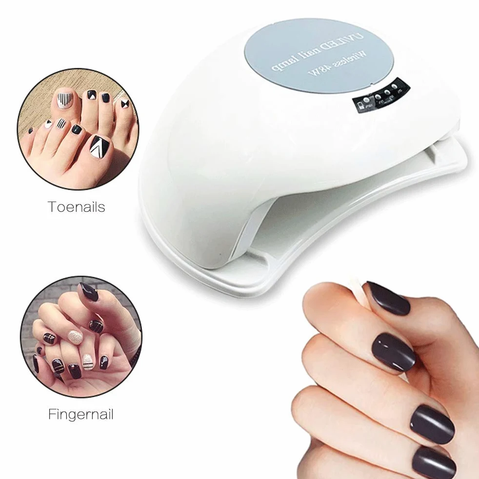 lampade per nail art. Lampada for unghie senza fili da 48 W, asciuga unghie ricaricabile, con 4 impostazioni di timer Lampada for polimerizzare smalto for unghie for manicure/pedicure Lampada professi