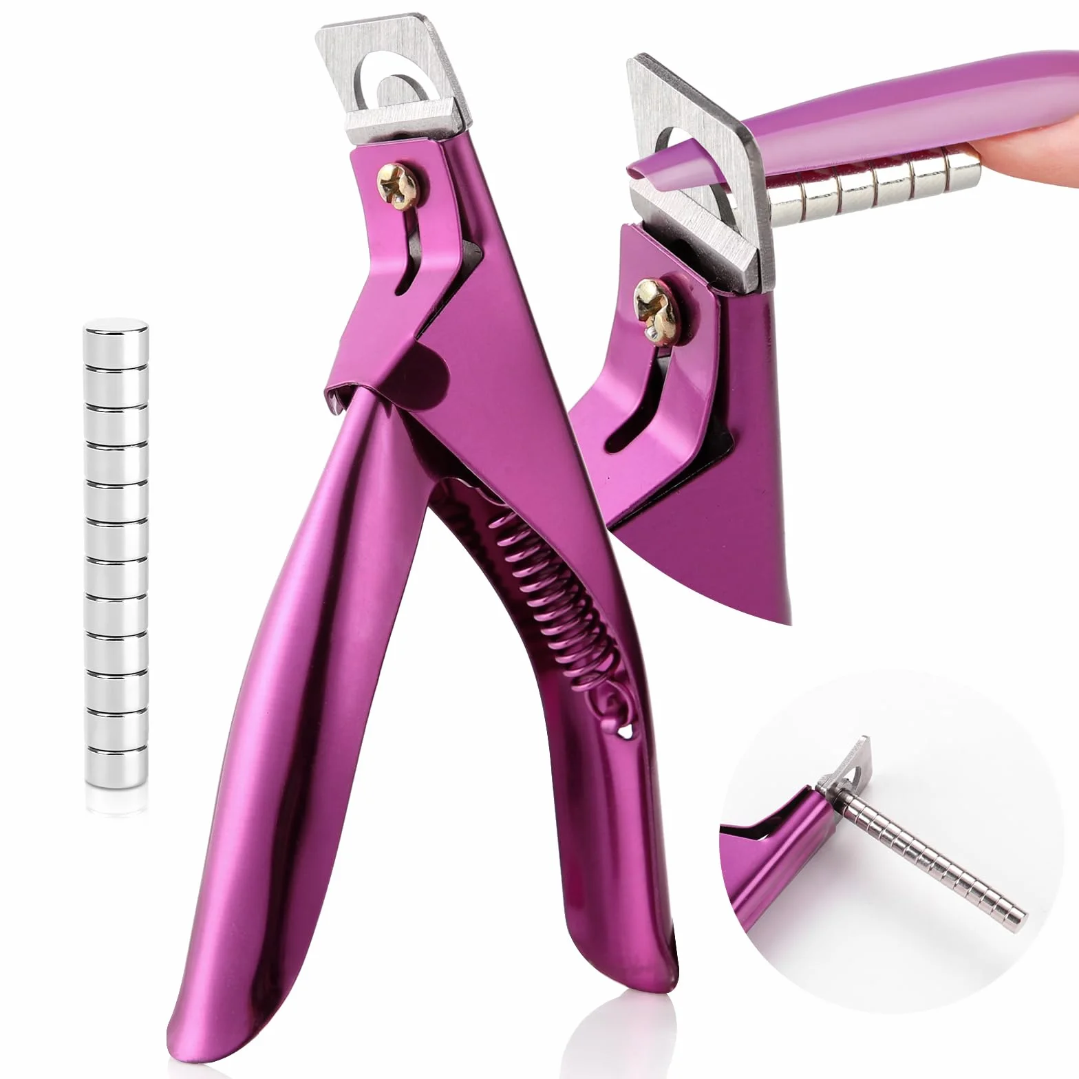 SAVILAND Tagliaunghie in acrilico con magneti, acciaio inossidabile, 15 magneti, unghie finte, strumenti per manicure nail art