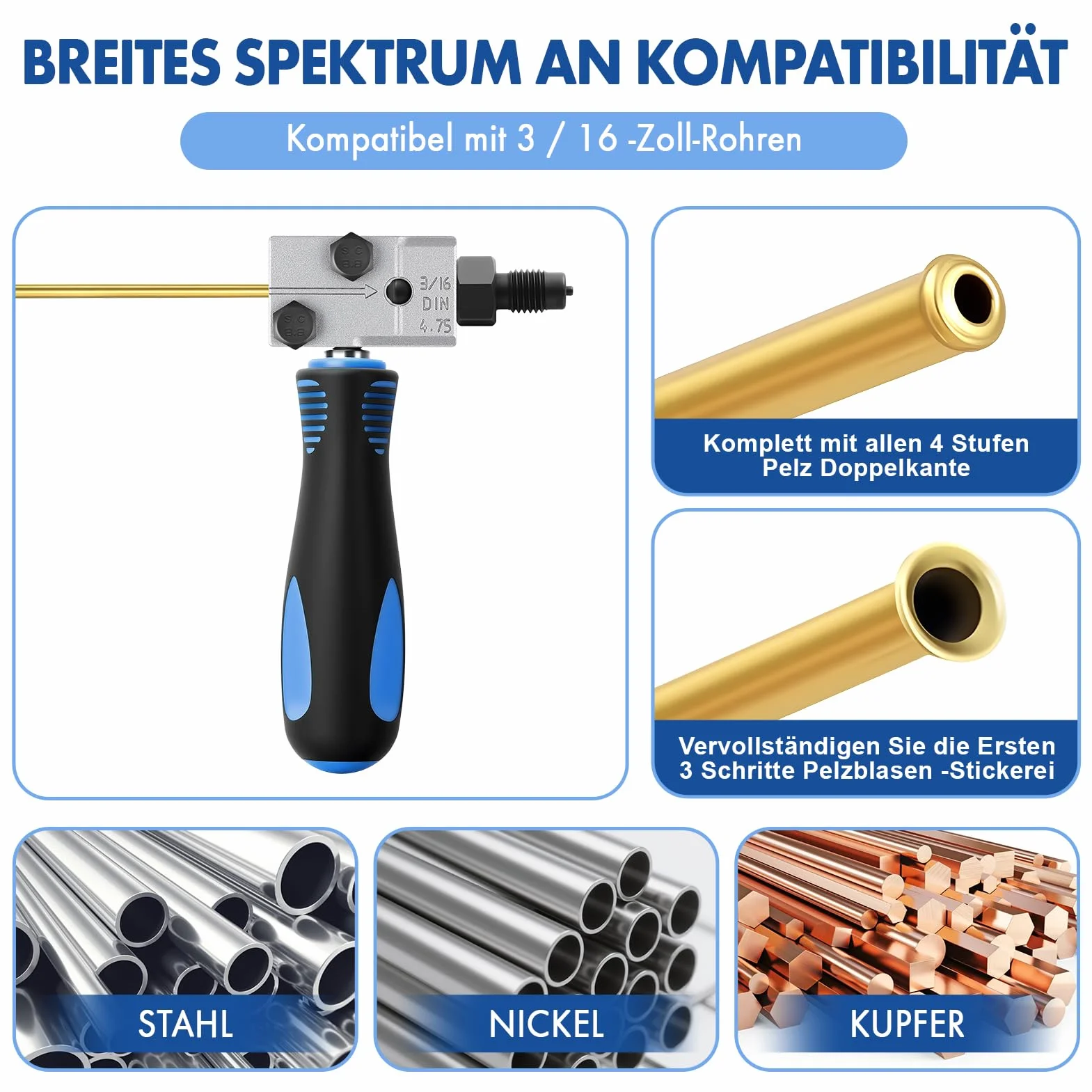 Tubo del freno 3/16 pollici 4,75 mm spianatore bordatura per sistemi frenatura idraulici